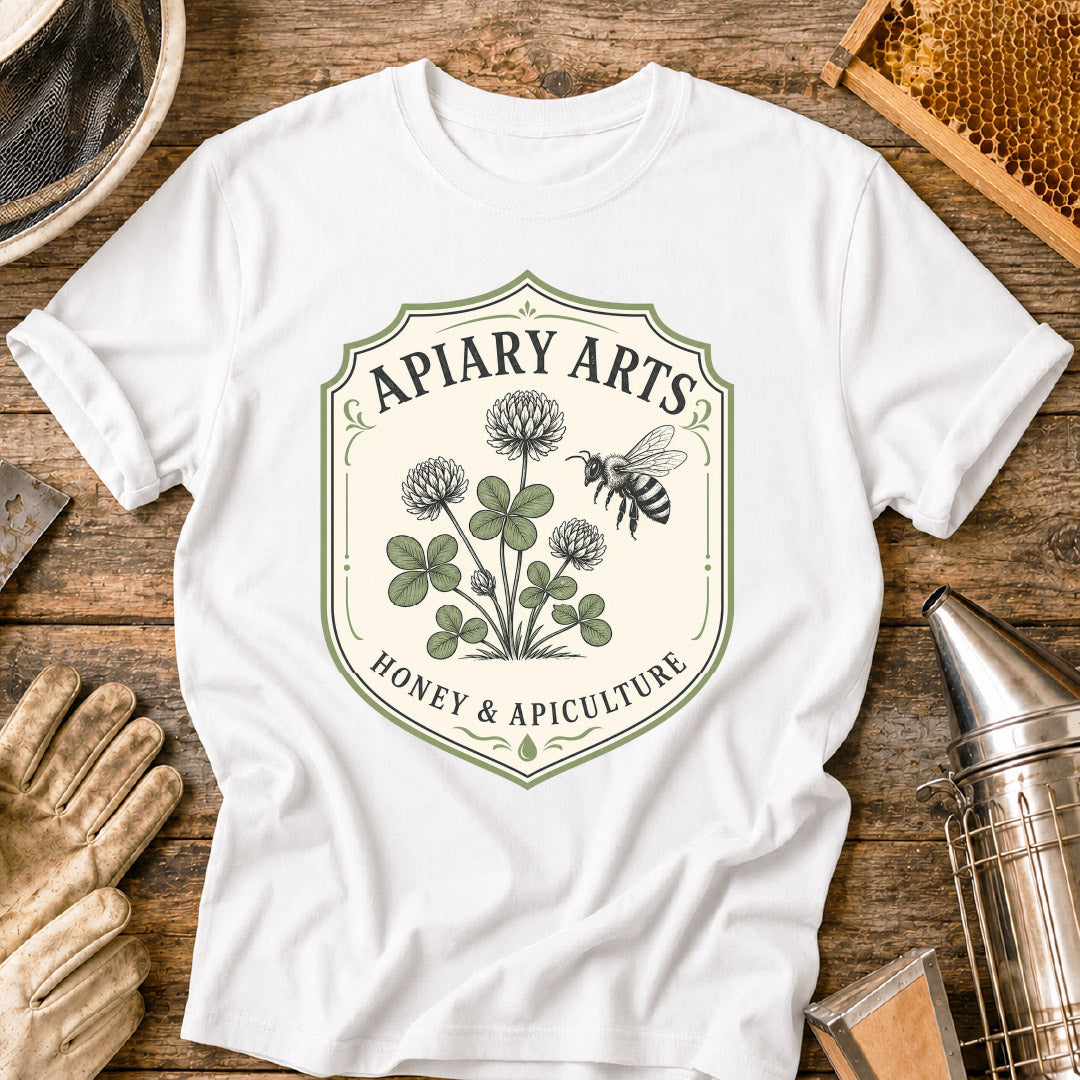 vintage bee design, t-shirt, pollinator shirt, honeybee shirt, garden lover shirt, clover flower tee, beekeeper t-shirt, bee lover gift, apiculture shirt, apiary gift, apiary arts shirt