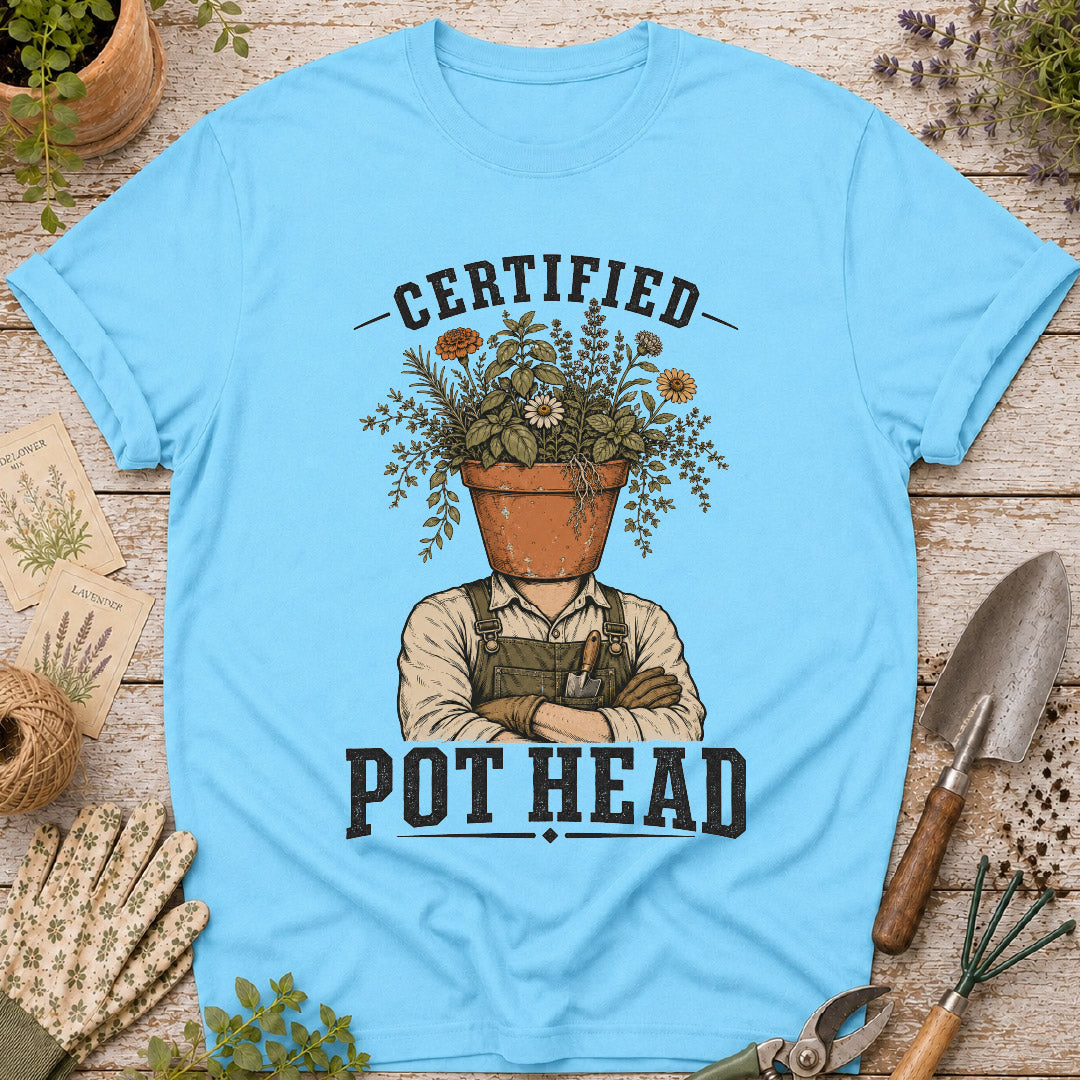 certified pot head, funny gardening shirt, plant lover gift, gardener t shirt, houseplant humor, botanical shirt, garden pun shirt, terracotta pot shirt, gifts for gardeners, plant collector shirt