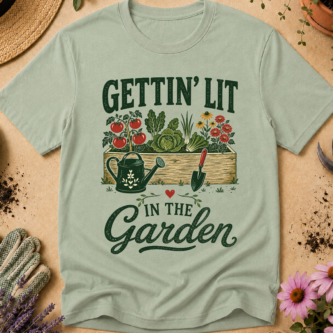 gettin lit in the garden, funny gardening shirt, gardener shirt, gardening humor, gardener gift, garden lover shirt, vegetable gardener, backyard gardening, gardening gift, garden life shirt