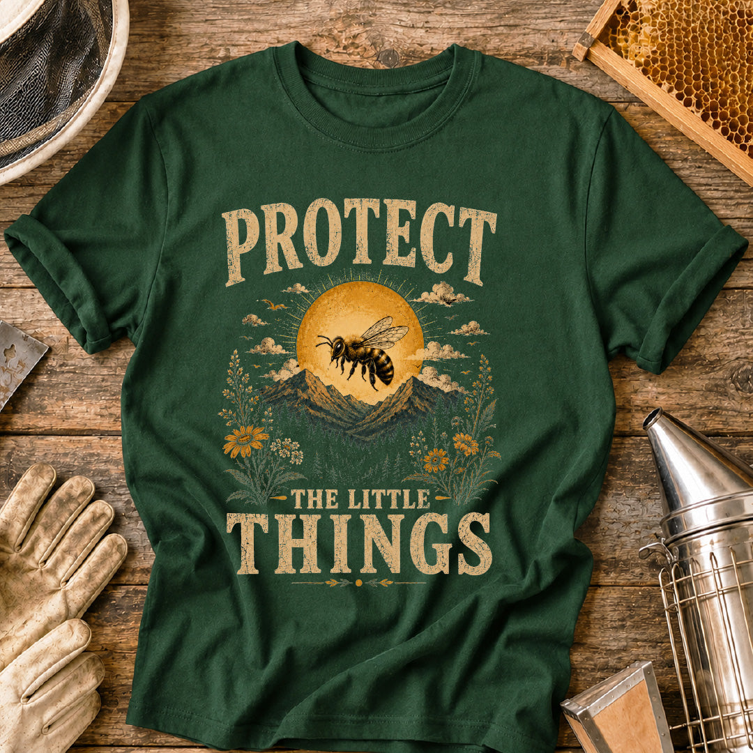 protect the little things, pollinator shirt, bee conservation shirt, nature lover gift, save the bees shirt, wildflower t shirt, beekeeper gift, gardening shirt, honey bee apparel, environmental shirt
