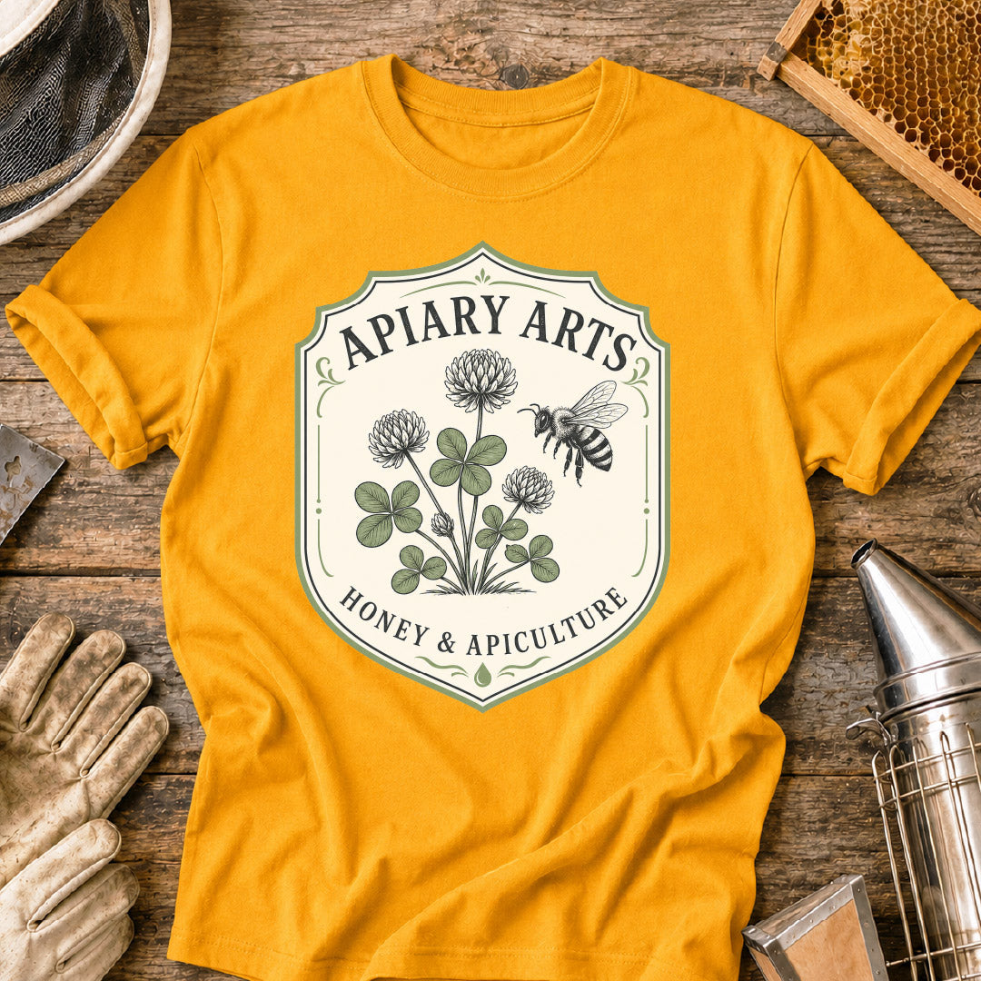 vintage bee design, t-shirt, pollinator shirt, honeybee shirt, garden lover shirt, clover flower tee, beekeeper t-shirt, bee lover gift, apiculture shirt, apiary gift, apiary arts shirt