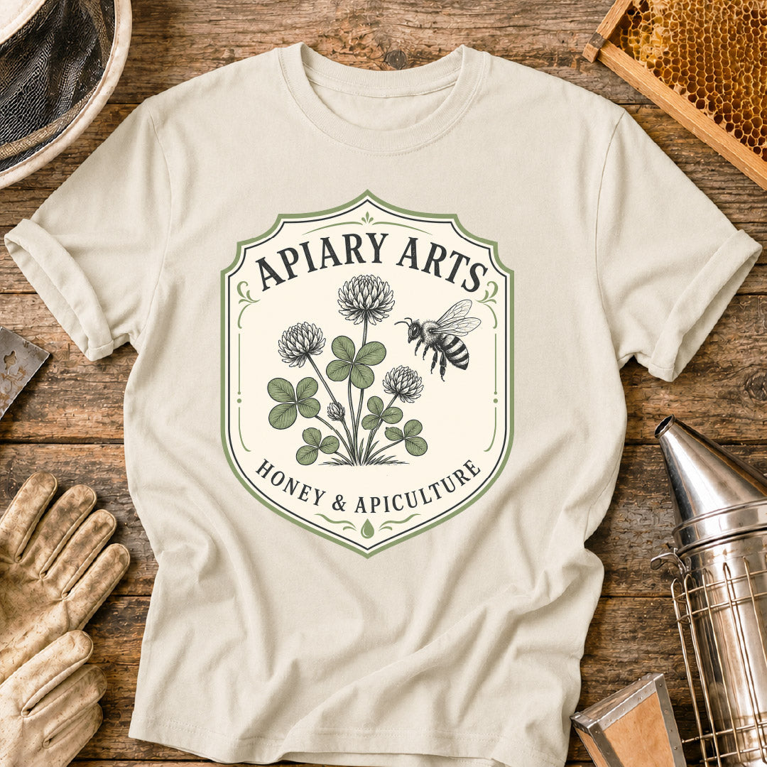 vintage bee design, t-shirt, pollinator shirt, honeybee shirt, garden lover shirt, clover flower tee, beekeeper t-shirt, bee lover gift, apiculture shirt, apiary gift, apiary arts shirt