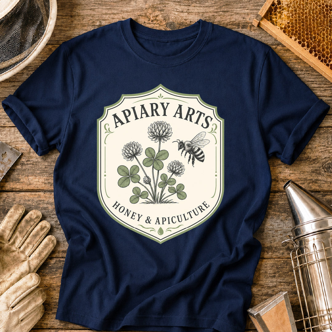 vintage bee design, t-shirt, pollinator shirt, honeybee shirt, garden lover shirt, clover flower tee, beekeeper t-shirt, bee lover gift, apiculture shirt, apiary gift, apiary arts shirt