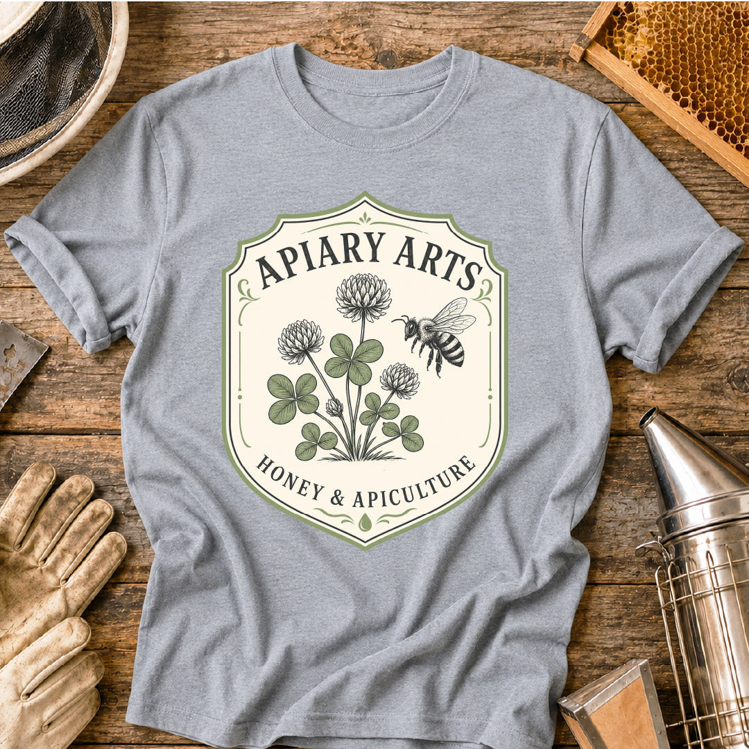 vintage bee design, t-shirt, pollinator shirt, honeybee shirt, garden lover shirt, clover flower tee, beekeeper t-shirt, bee lover gift, apiculture shirt, apiary gift, apiary arts shirt