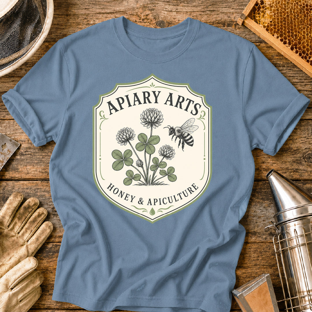 vintage bee design, t-shirt, pollinator shirt, honeybee shirt, garden lover shirt, clover flower tee, beekeeper t-shirt, bee lover gift, apiculture shirt, apiary gift, apiary arts shirt