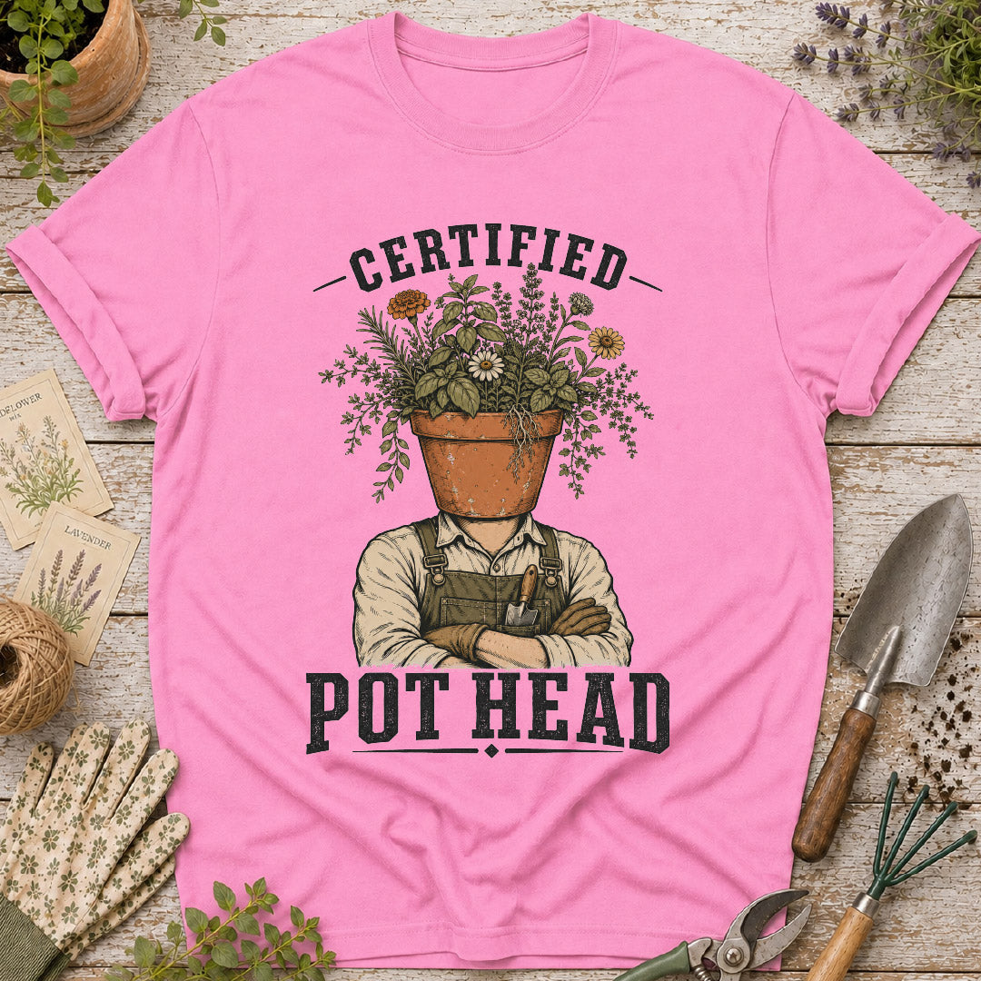certified pot head, funny gardening shirt, plant lover gift, gardener t shirt, houseplant humor, botanical shirt, garden pun shirt, terracotta pot shirt, gifts for gardeners, plant collector shirt