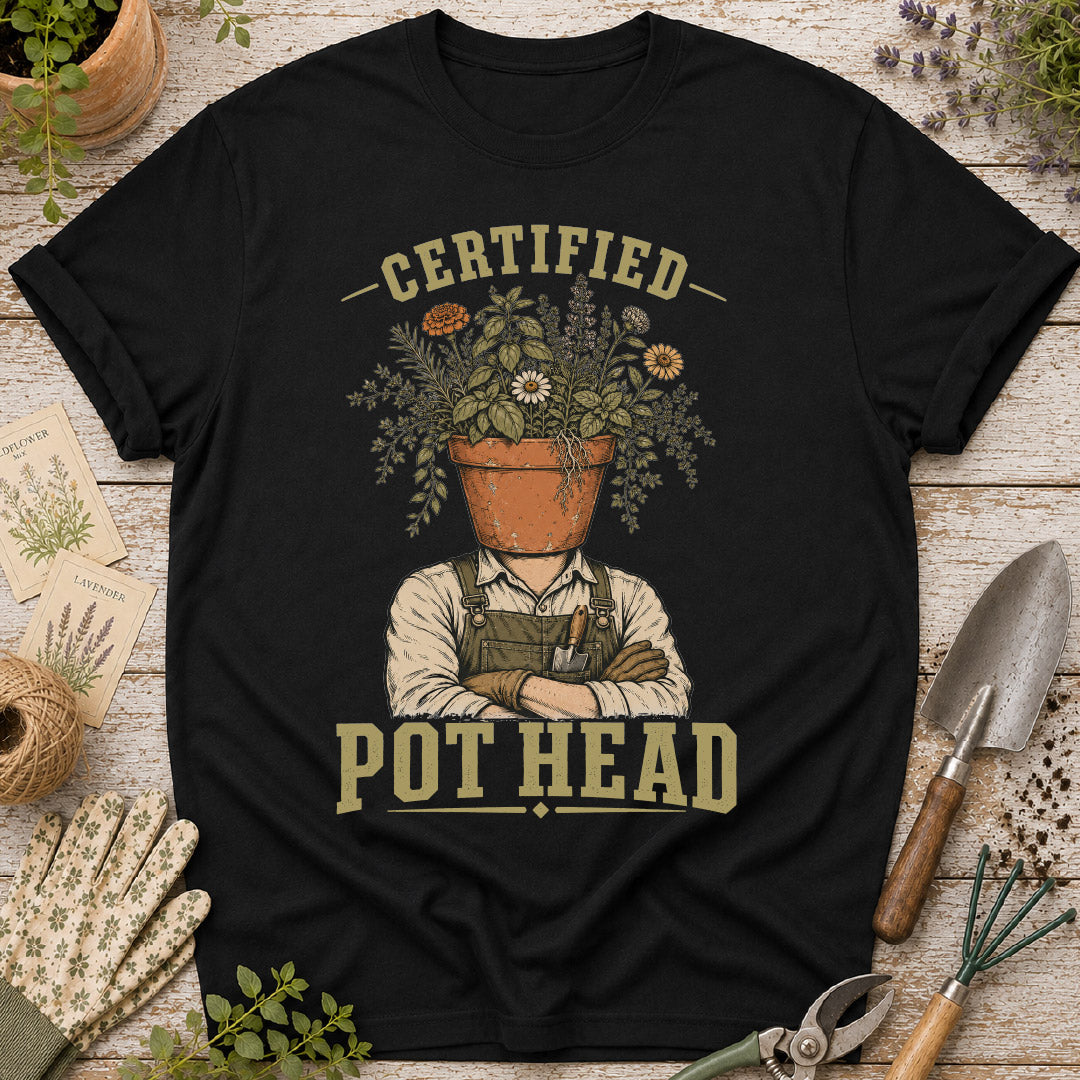 certified pot head, funny gardening shirt, plant lover gift, gardener t shirt, houseplant humor, botanical shirt, garden pun shirt, terracotta pot shirt, gifts for gardeners, plant collector shirt