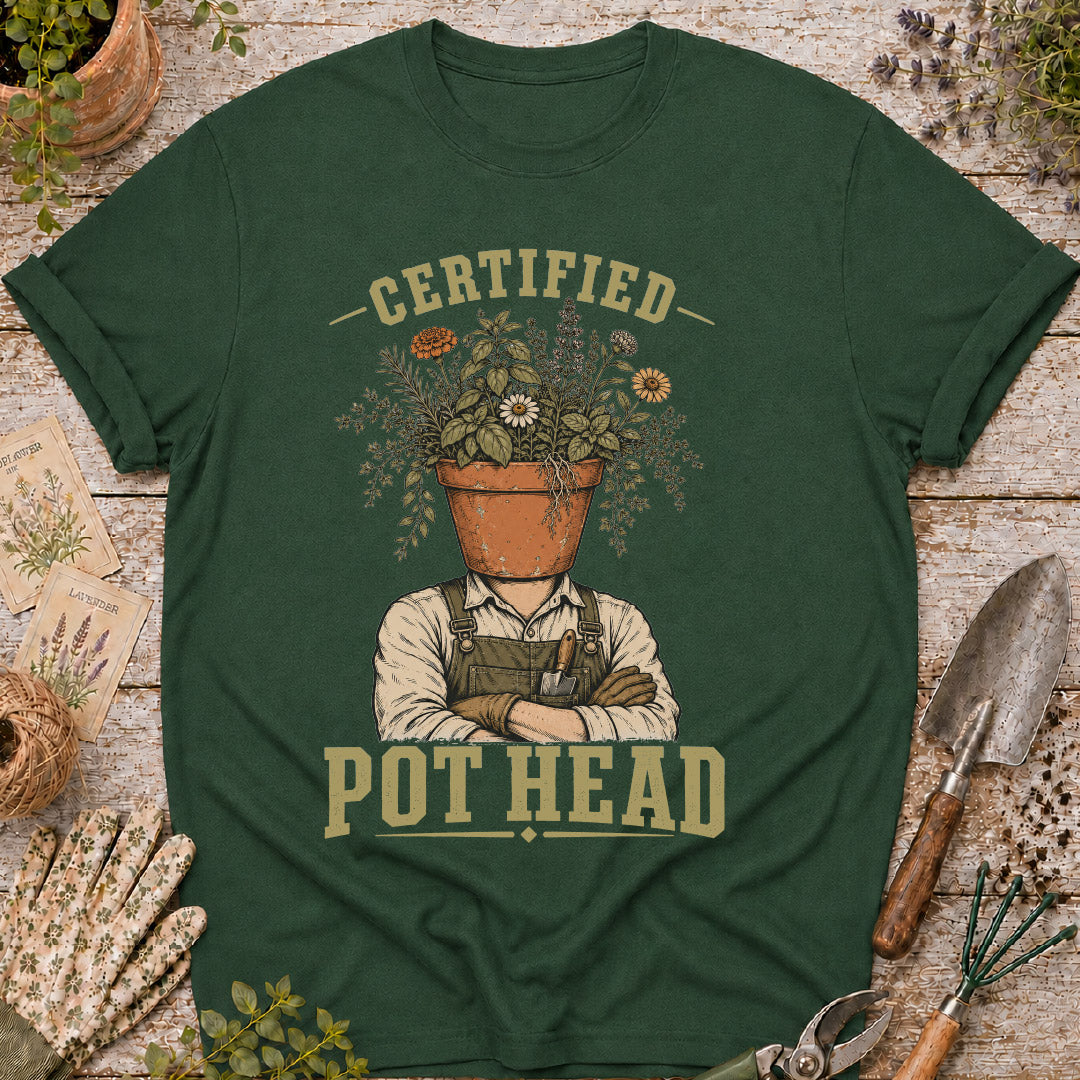 certified pot head, funny gardening shirt, plant lover gift, gardener t shirt, houseplant humor, botanical shirt, garden pun shirt, terracotta pot shirt, gifts for gardeners, plant collector shirt