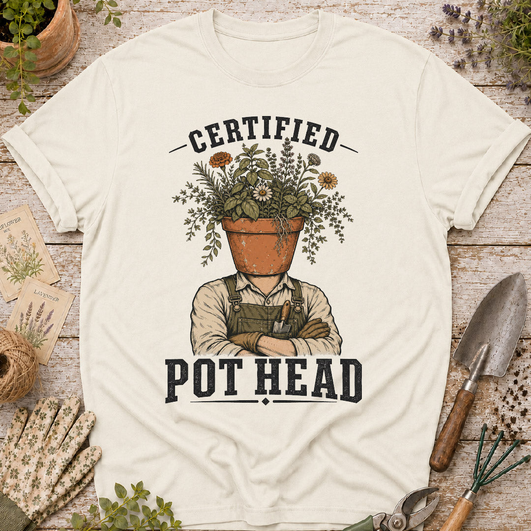 certified pot head, funny gardening shirt, plant lover gift, gardener t shirt, houseplant humor, botanical shirt, garden pun shirt, terracotta pot shirt, gifts for gardeners, plant collector shirt