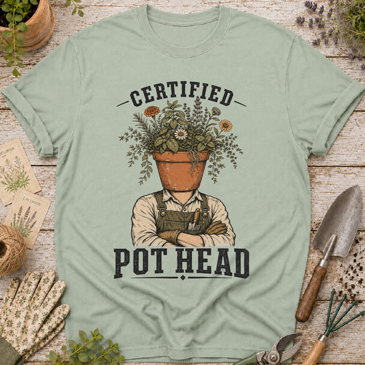 certified pot head, funny gardening shirt, plant lover gift, gardener t shirt, houseplant humor, botanical shirt, garden pun shirt, terracotta pot shirt, gifts for gardeners, plant collector shirt