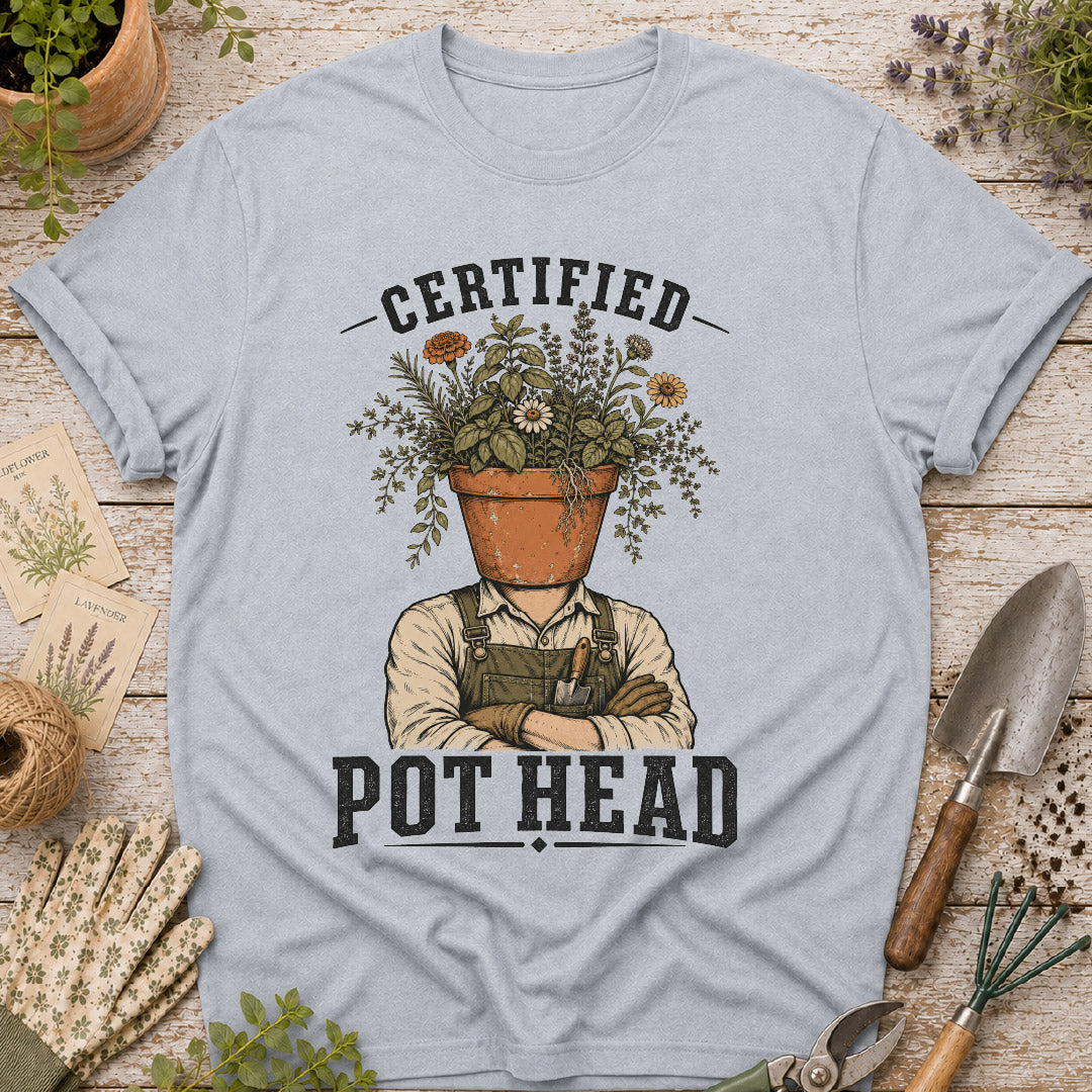 certified pot head, funny gardening shirt, plant lover gift, gardener t shirt, houseplant humor, botanical shirt, garden pun shirt, terracotta pot shirt, gifts for gardeners, plant collector shirt