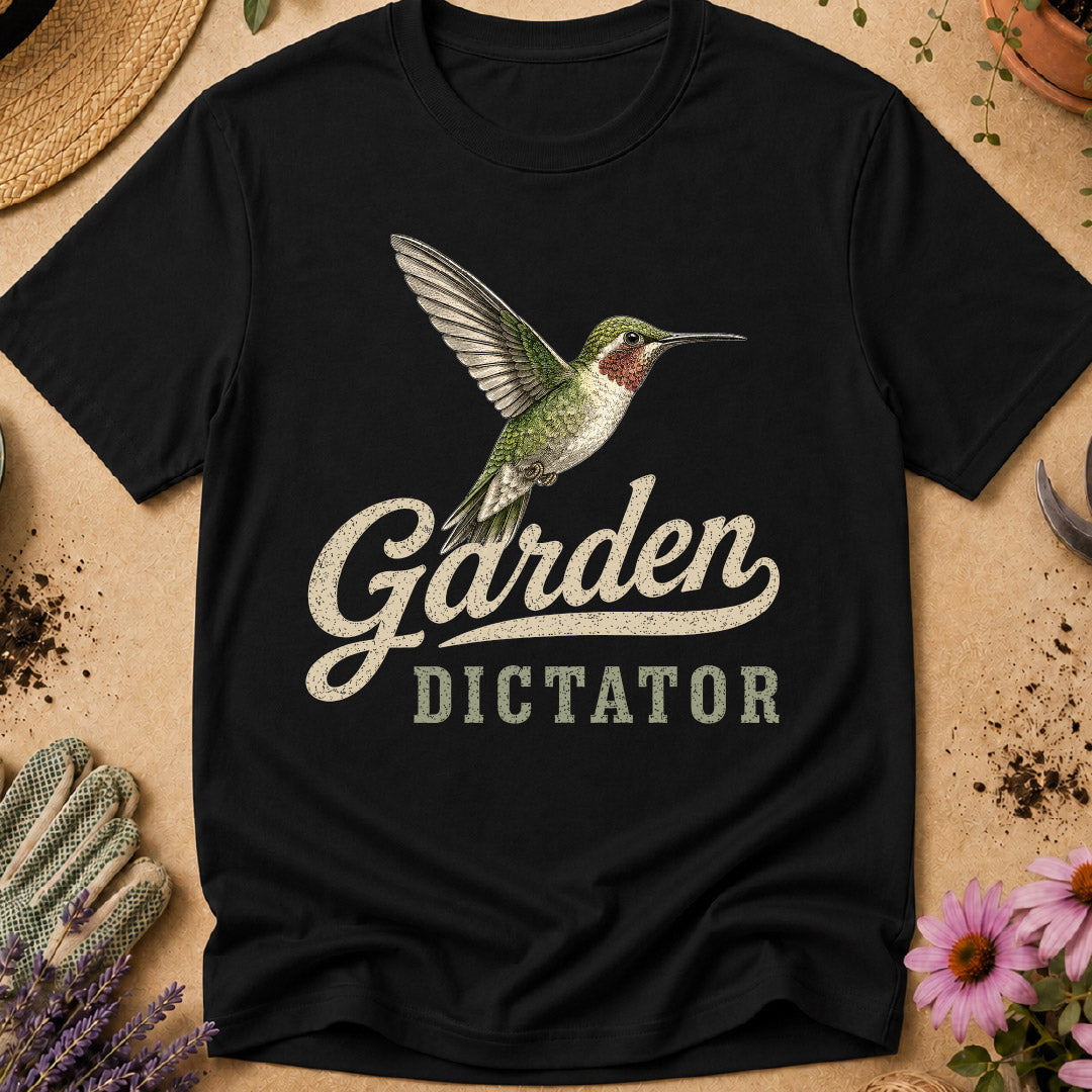 hummingbird shirt, garden dictator, hummingbird lover gift, hummingbird feeder, backyard birding, bird watcher shirt, pollinator garden, bird lover apparel, hummingbird gift, gardening shirt