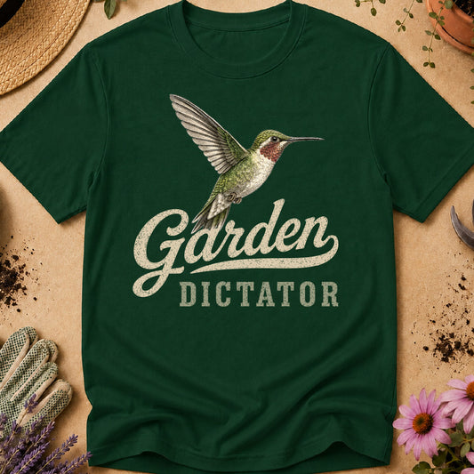 hummingbird shirt, garden dictator, hummingbird lover gift, hummingbird feeder, backyard birding, bird watcher shirt, pollinator garden, bird lover apparel, hummingbird gift, gardening shirt