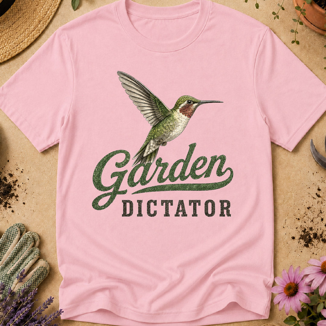 hummingbird shirt, garden dictator, hummingbird lover gift, hummingbird feeder, backyard birding, bird watcher shirt, pollinator garden, bird lover apparel, hummingbird gift, gardening shirt