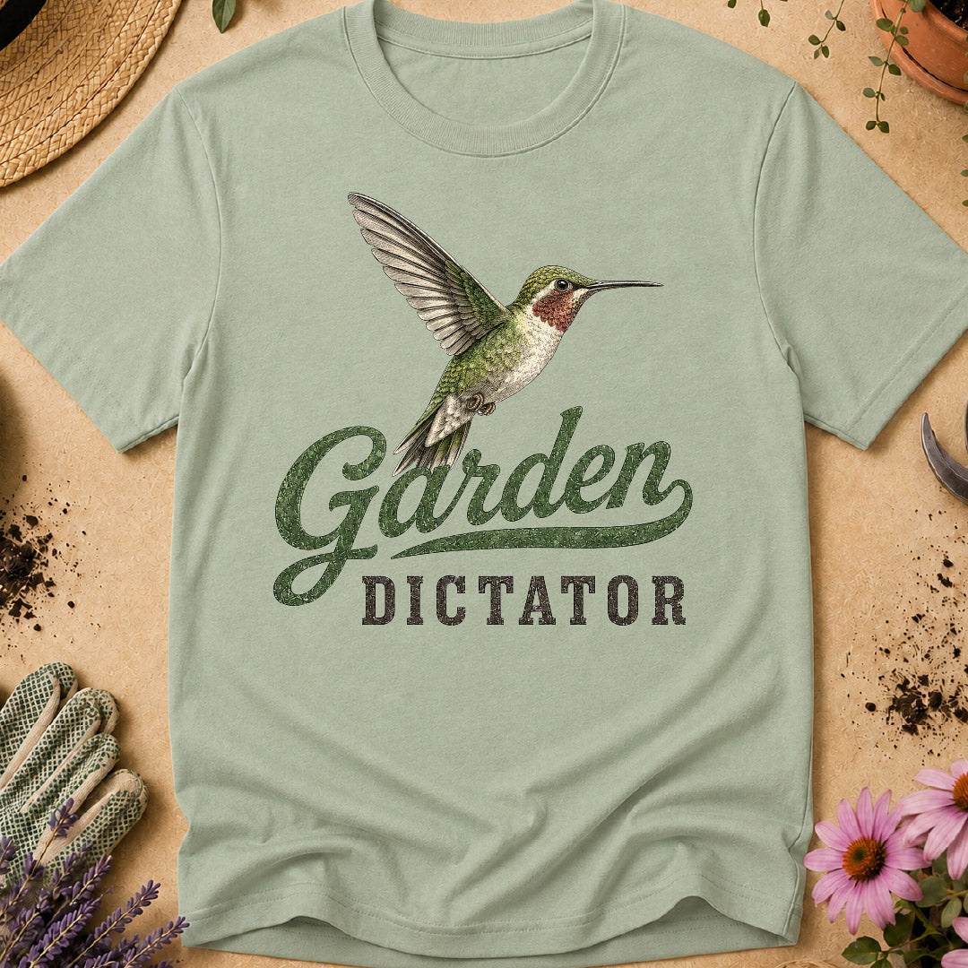 hummingbird shirt, garden dictator, hummingbird lover gift, hummingbird feeder, backyard birding, bird watcher shirt, pollinator garden, bird lover apparel, hummingbird gift, gardening shirt