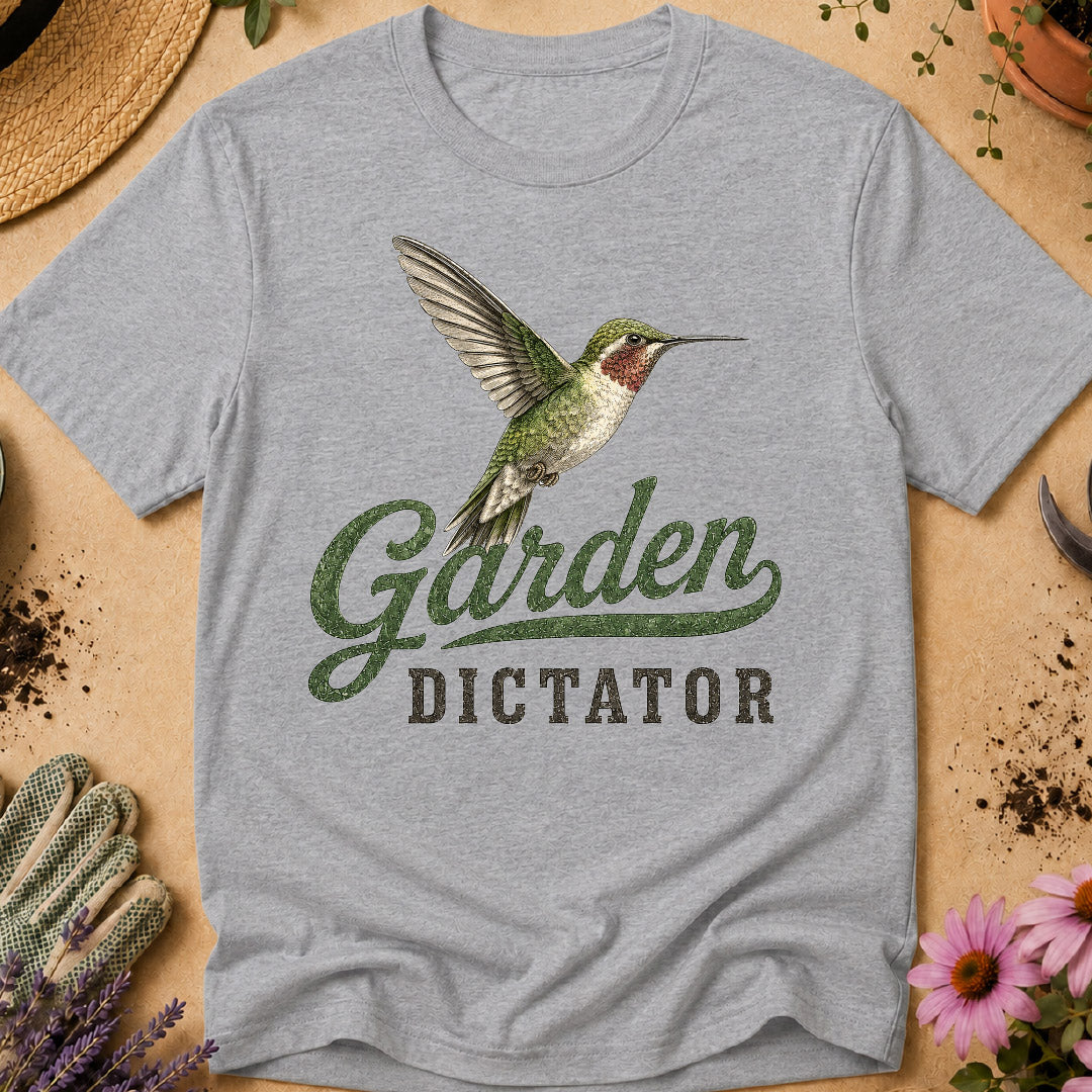 hummingbird shirt, garden dictator, hummingbird lover gift, hummingbird feeder, backyard birding, bird watcher shirt, pollinator garden, bird lover apparel, hummingbird gift, gardening shirt