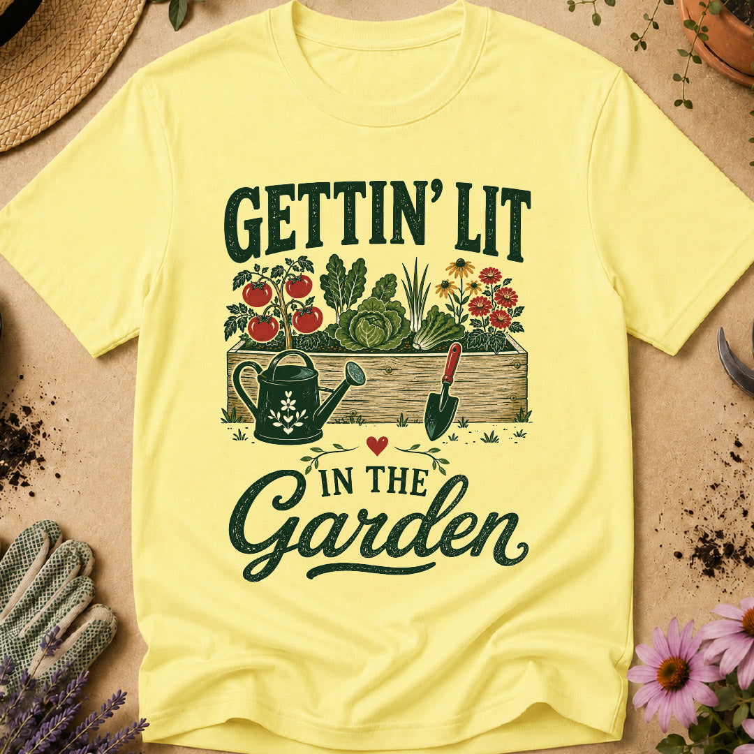 gettin lit in the garden, funny gardening shirt, gardener shirt, gardening humor, gardener gift, garden lover shirt, vegetable gardener, backyard gardening, gardening gift, garden life shirt