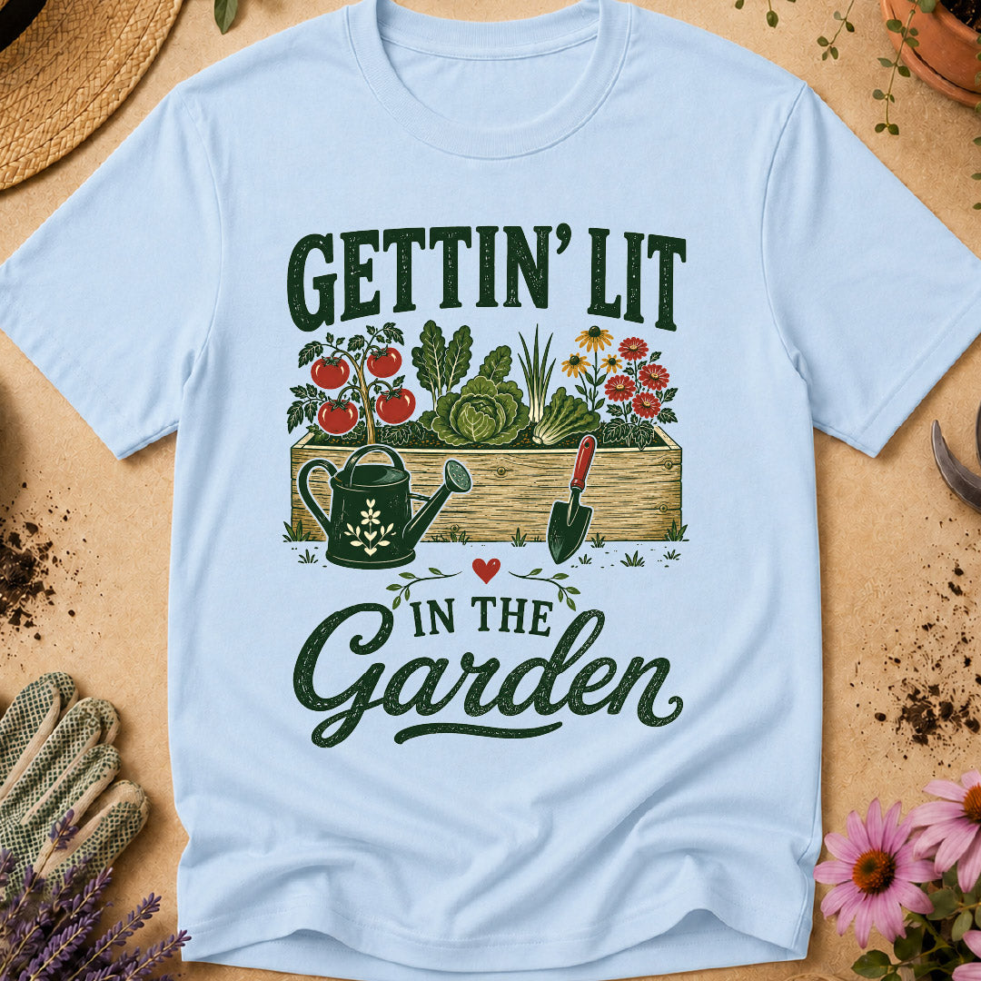 gettin lit in the garden, funny gardening shirt, gardener shirt, gardening humor, gardener gift, garden lover shirt, vegetable gardener, backyard gardening, gardening gift, garden life shirt