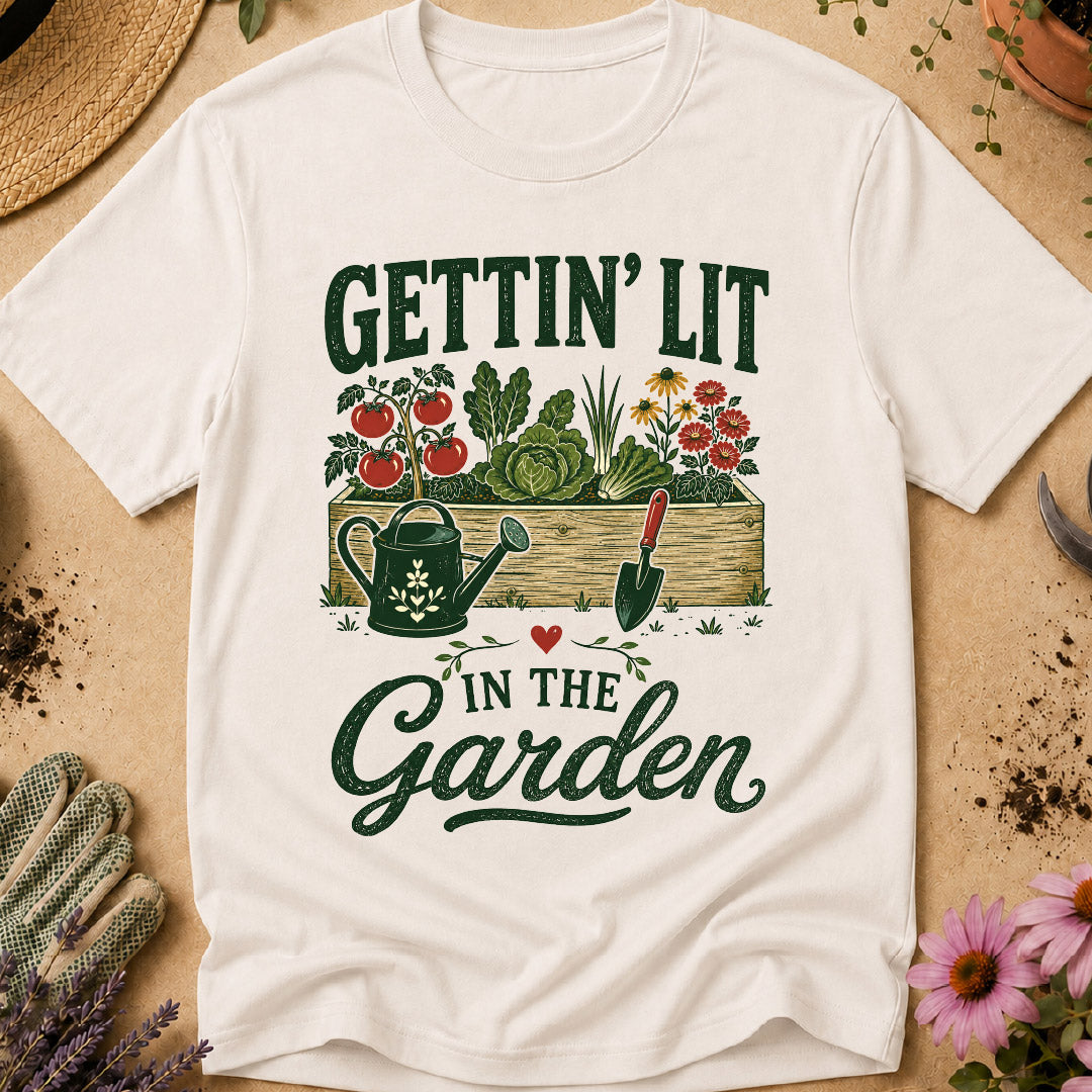 gettin lit in the garden, funny gardening shirt, gardener shirt, gardening humor, gardener gift, garden lover shirt, vegetable gardener, backyard gardening, gardening gift, garden life shirt