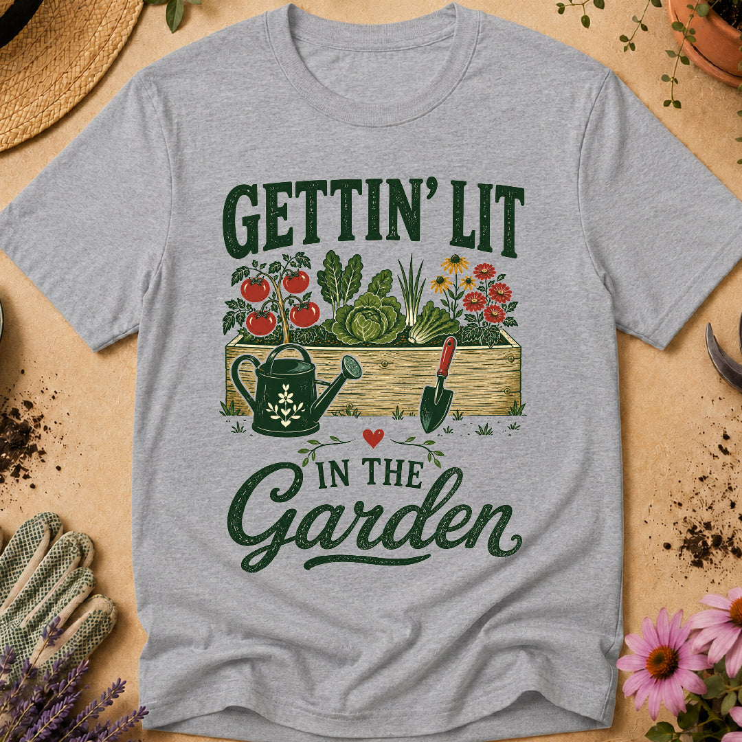 gettin lit in the garden, funny gardening shirt, gardener shirt, gardening humor, gardener gift, garden lover shirt, vegetable gardener, backyard gardening, gardening gift, garden life shirt