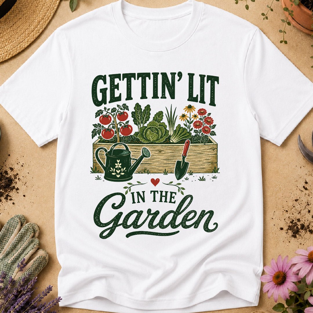 gettin lit in the garden, funny gardening shirt, gardener shirt, gardening humor, gardener gift, garden lover shirt, vegetable gardener, backyard gardening, gardening gift, garden life shirt