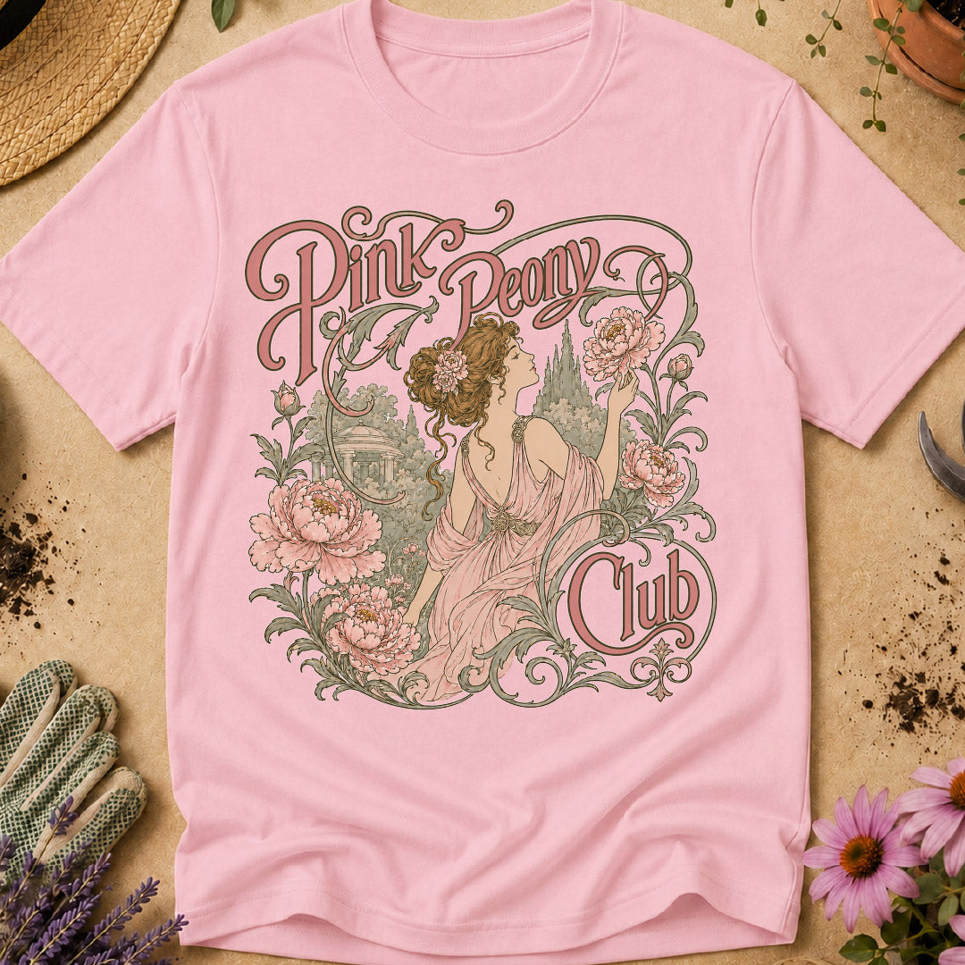pink peony shirt, peony lover gift, flower garden shirt, botanical shirt, art nouveau shirt, gardener gift, floral graphic tee, peony season, flower lover shirt, vintage garden shirt