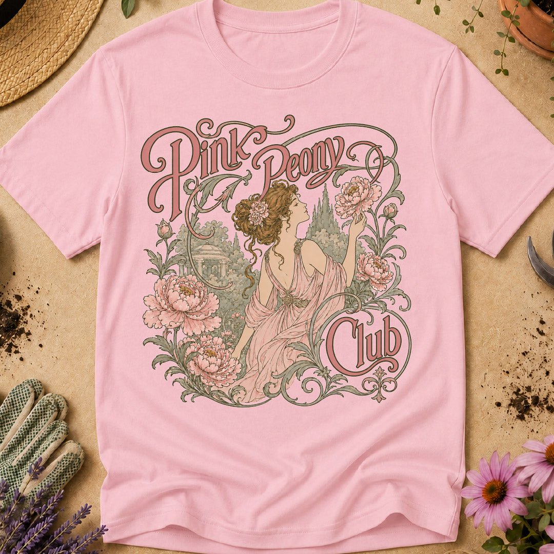 pink peony shirt, peony lover gift, flower garden shirt, botanical shirt, art nouveau shirt, gardener gift, floral graphic tee, peony season, flower lover shirt, vintage garden shirt
