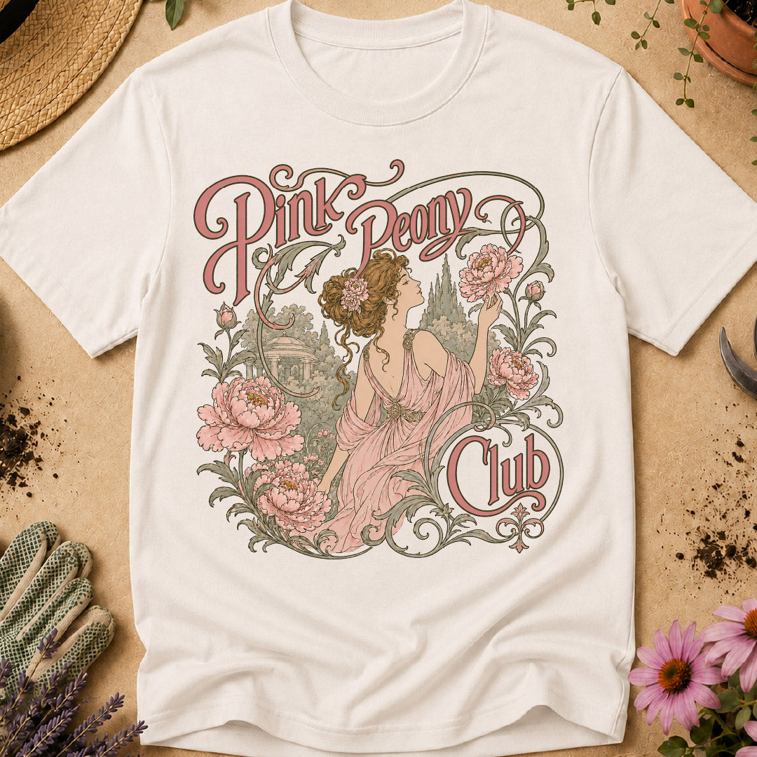 pink peony shirt, peony lover gift, flower garden shirt, botanical shirt, art nouveau shirt, gardener gift, floral graphic tee, peony season, flower lover shirt, vintage garden shirt