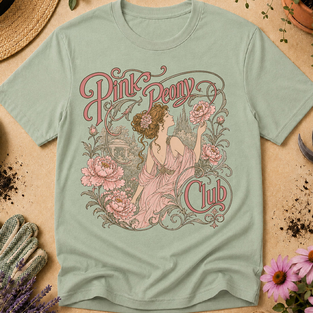 pink peony shirt, peony lover gift, flower garden shirt, botanical shirt, art nouveau shirt, gardener gift, floral graphic tee, peony season, flower lover shirt, vintage garden shirt