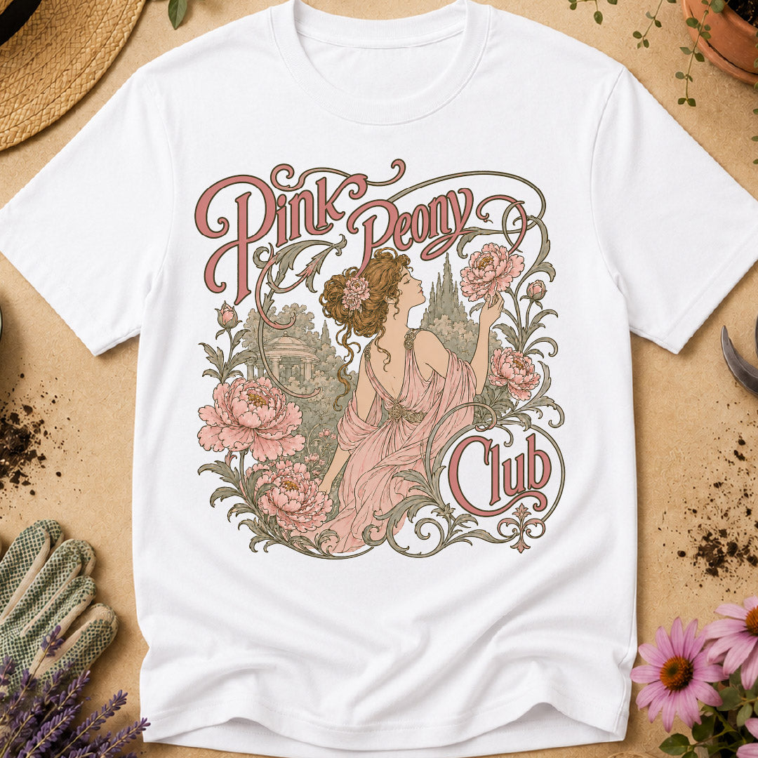 pink peony shirt, peony lover gift, flower garden shirt, botanical shirt, art nouveau shirt, gardener gift, floral graphic tee, peony season, flower lover shirt, vintage garden shirt