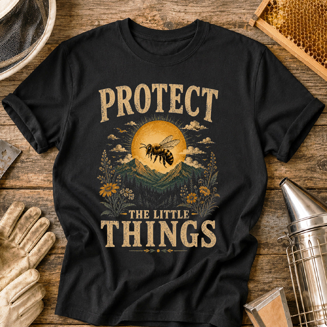 protect the little things, pollinator shirt, bee conservation shirt, nature lover gift, save the bees shirt, wildflower t shirt, beekeeper gift, gardening shirt, honey bee apparel, environmental shirt