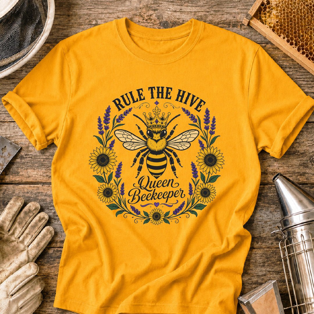 t-shirt, sunflower shirt, rule the hive, queen beekeeper shirt, queen bee shirt, pollinator lover, honeybee shirt, gardener gift, beekeeper gift, bee lover gift
