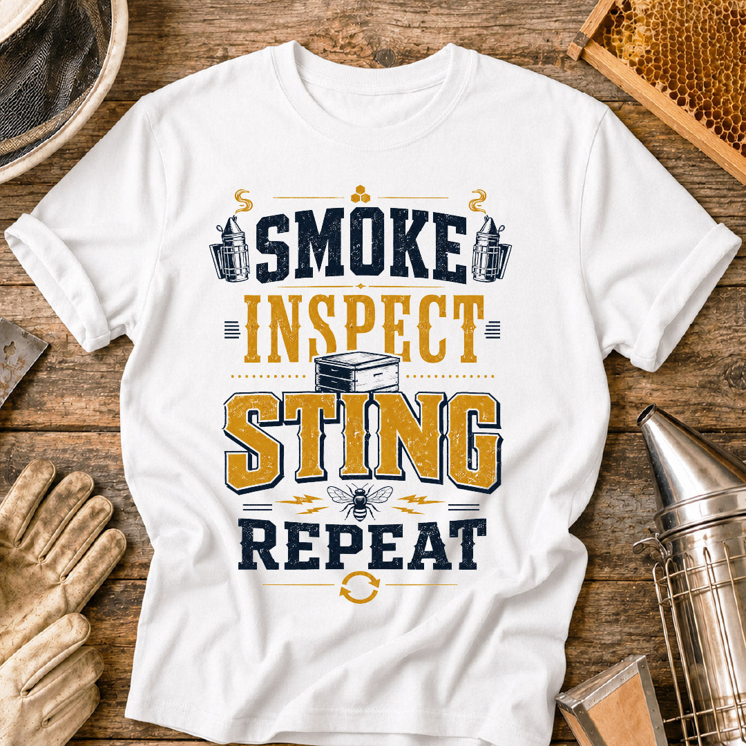 Smoke, Inspect, Sting, Repeat Bee T-Shirt