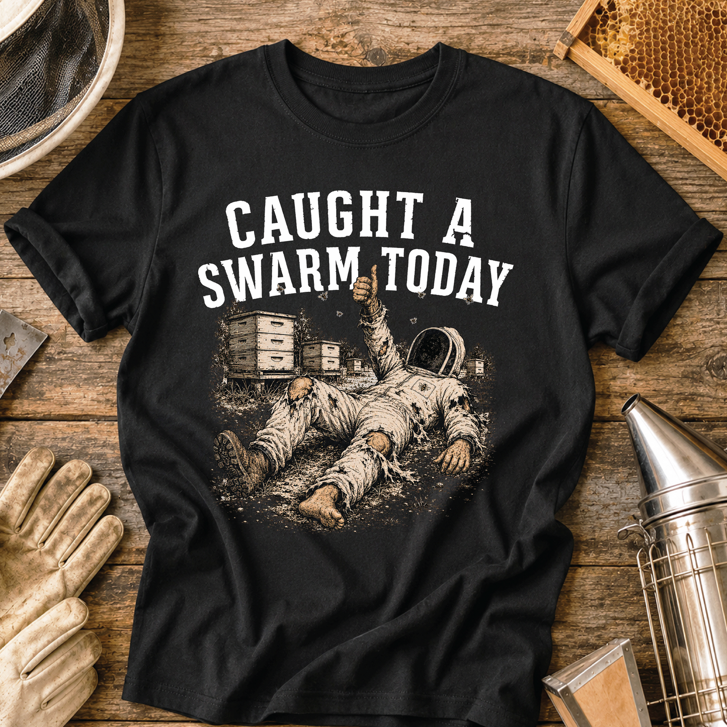 caught a swarm today, swarm catcher shirt, beekeeper shirt, funny beekeeper gift, beekeeping humor, apiary life, bee yard apparel, honey bee shirt, beekeeper gift, beekeeping t-shirt
