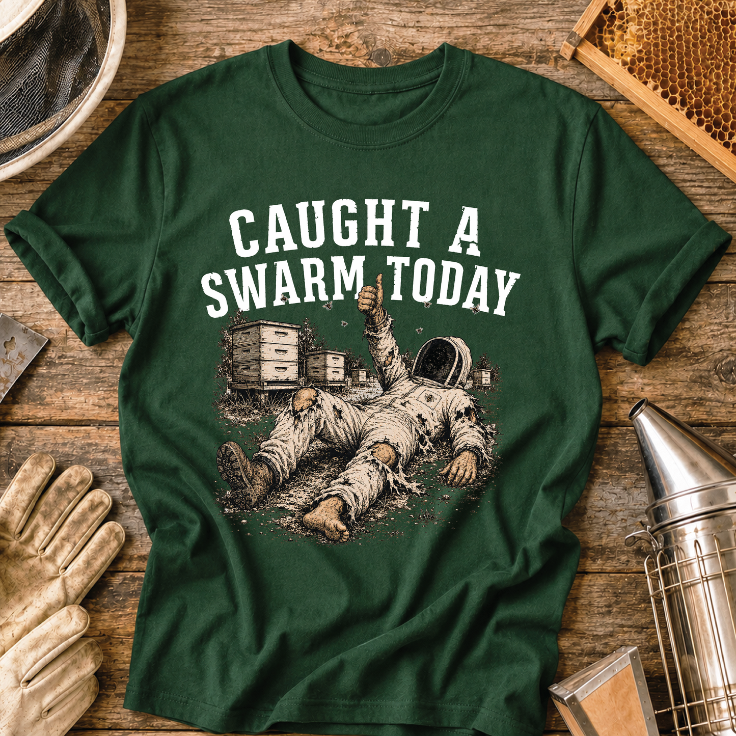 caught a swarm today, swarm catcher shirt, beekeeper shirt, funny beekeeper gift, beekeeping humor, apiary life, bee yard apparel, honey bee shirt, beekeeper gift, beekeeping t-shirt