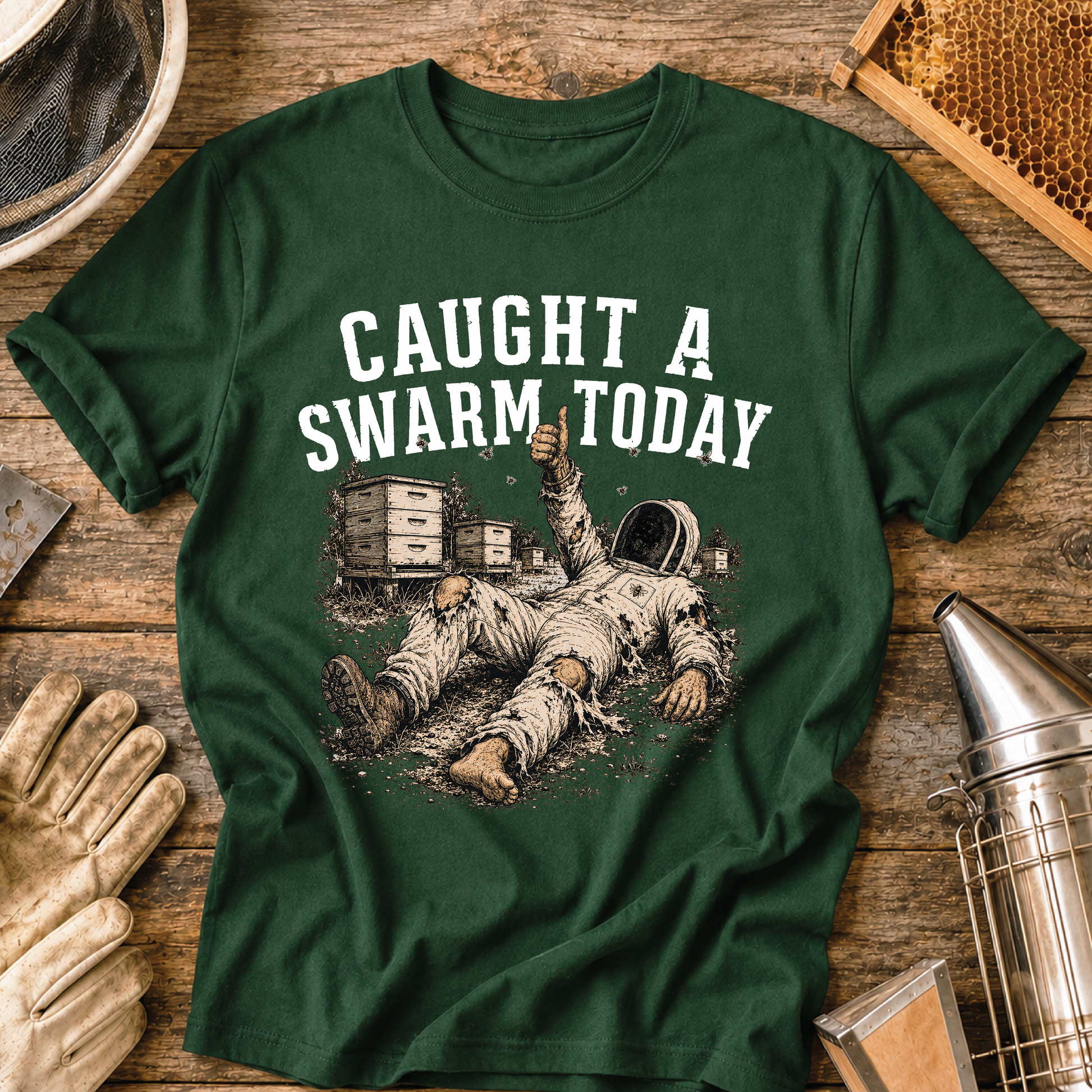 caught a swarm today, swarm catcher shirt, beekeeper shirt, funny beekeeper gift, beekeeping humor, apiary life, bee yard apparel, honey bee shirt, beekeeper gift, beekeeping t-shirt