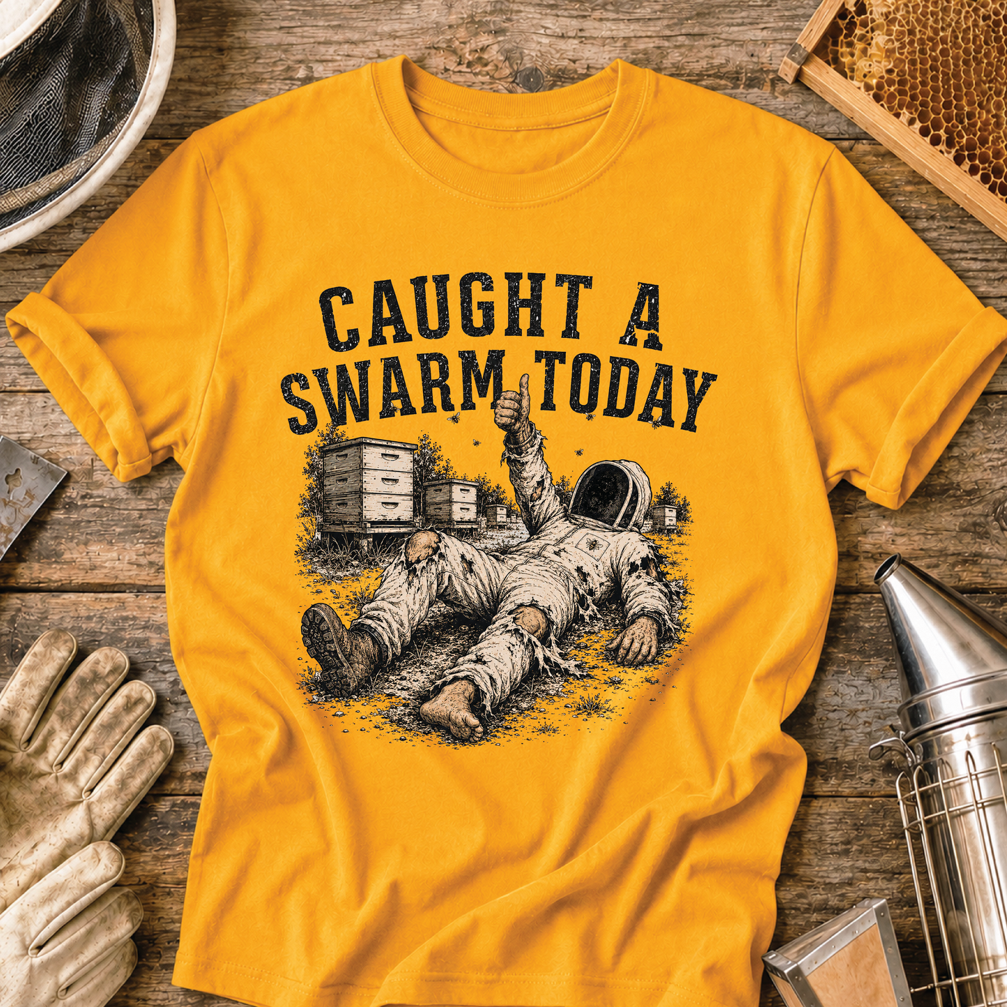 caught a swarm today, swarm catcher shirt, beekeeper shirt, funny beekeeper gift, beekeeping humor, apiary life, bee yard apparel, honey bee shirt, beekeeper gift, beekeeping t-shirt