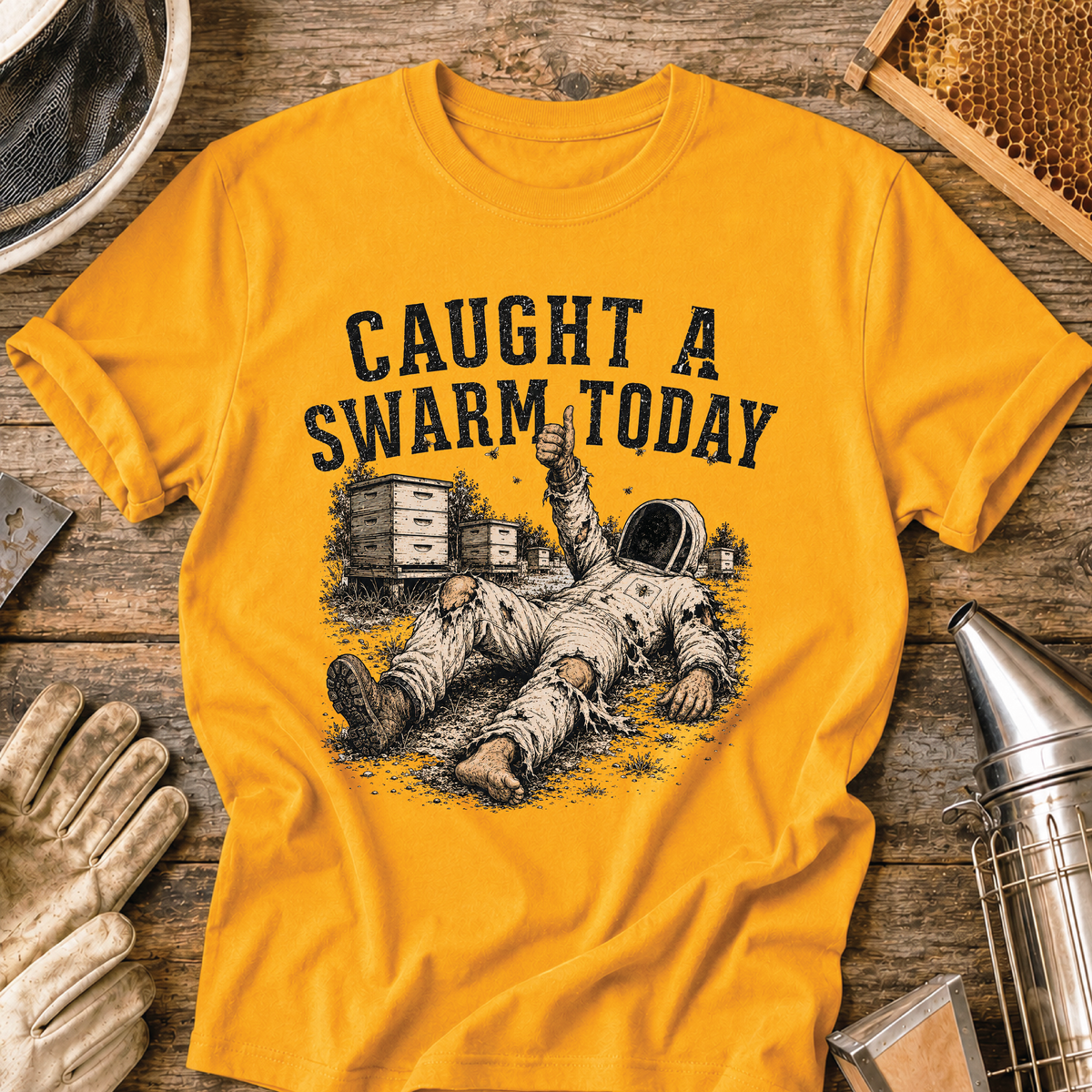 caught a swarm today, swarm catcher shirt, beekeeper shirt, funny beekeeper gift, beekeeping humor, apiary life, bee yard apparel, honey bee shirt, beekeeper gift, beekeeping t-shirt