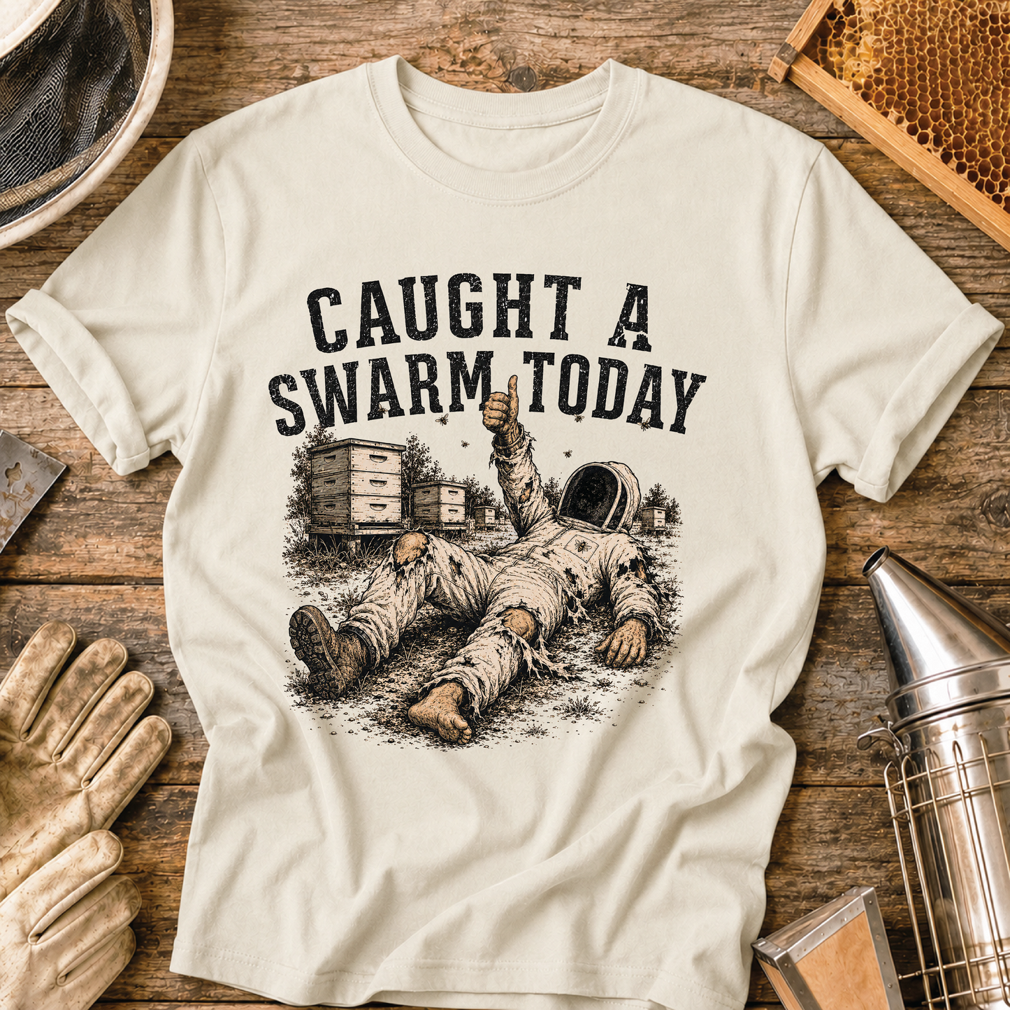 caught a swarm today, swarm catcher shirt, beekeeper shirt, funny beekeeper gift, beekeeping humor, apiary life, bee yard apparel, honey bee shirt, beekeeper gift, beekeeping t-shirt