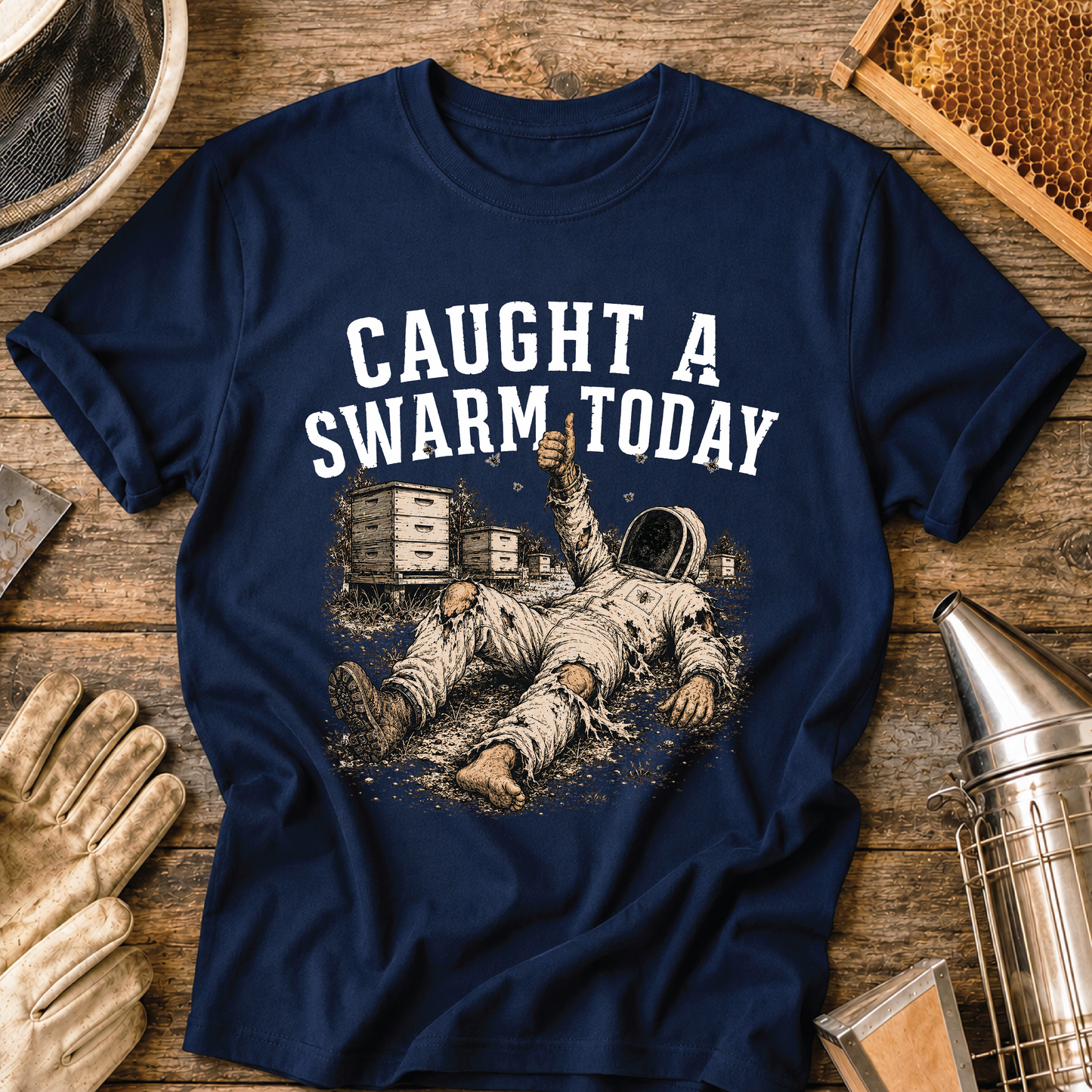 caught a swarm today, swarm catcher shirt, beekeeper shirt, funny beekeeper gift, beekeeping humor, apiary life, bee yard apparel, honey bee shirt, beekeeper gift, beekeeping t-shirt