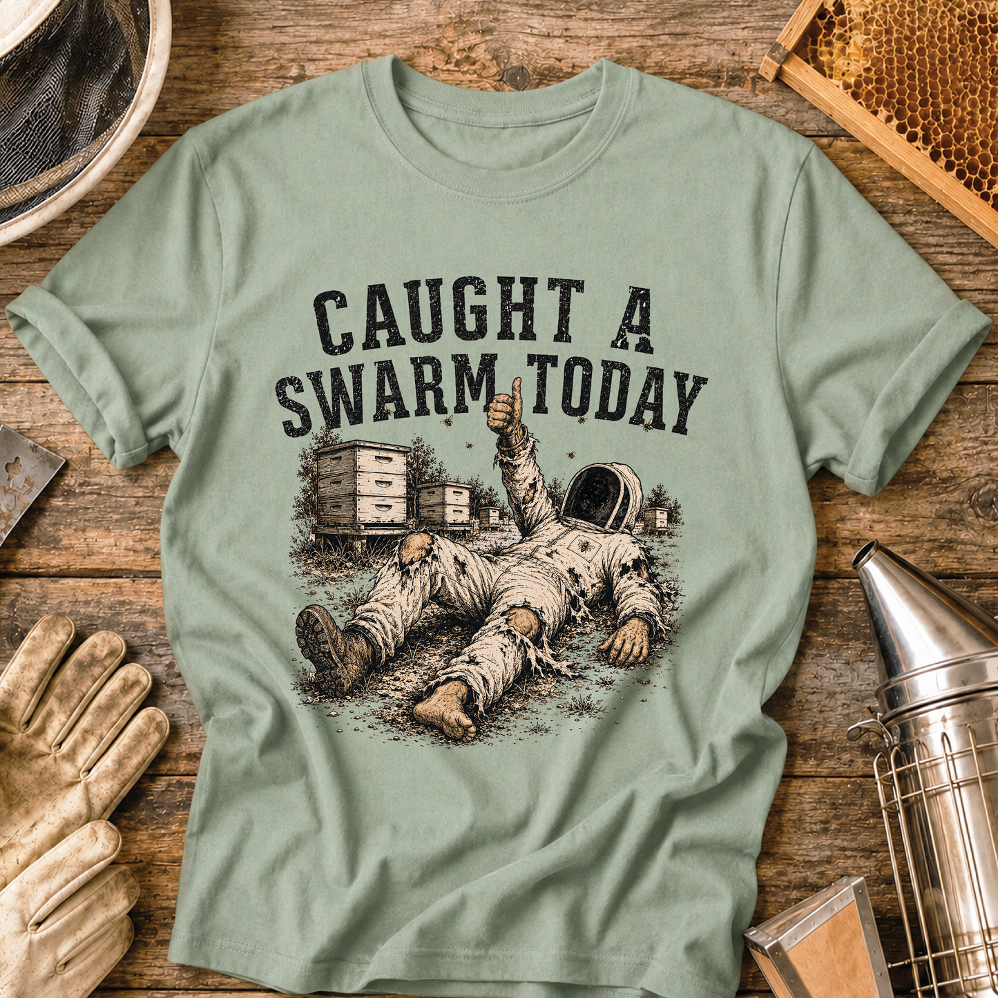 caught a swarm today, swarm catcher shirt, beekeeper shirt, funny beekeeper gift, beekeeping humor, apiary life, bee yard apparel, honey bee shirt, beekeeper gift, beekeeping t-shirt