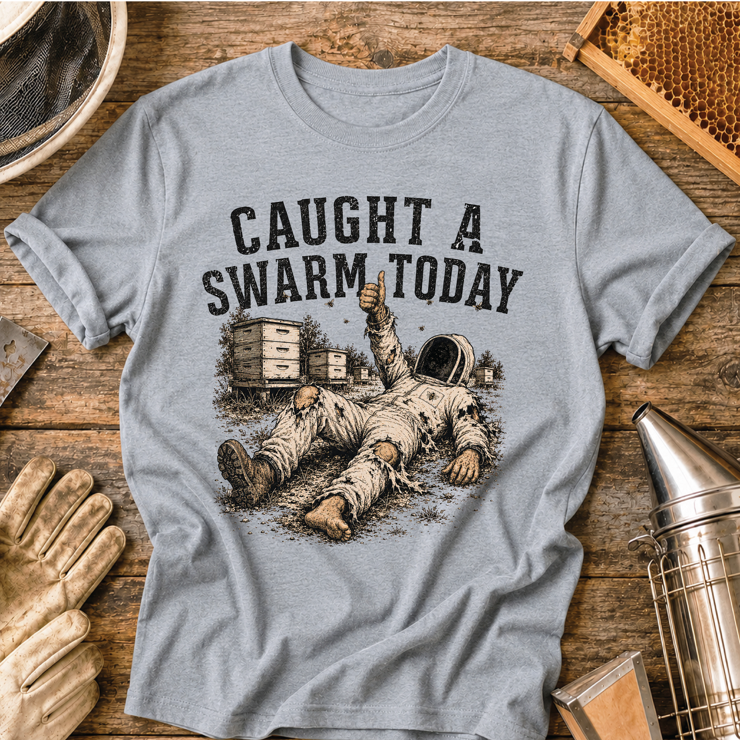 caught a swarm today, swarm catcher shirt, beekeeper shirt, funny beekeeper gift, beekeeping humor, apiary life, bee yard apparel, honey bee shirt, beekeeper gift, beekeeping t-shirt