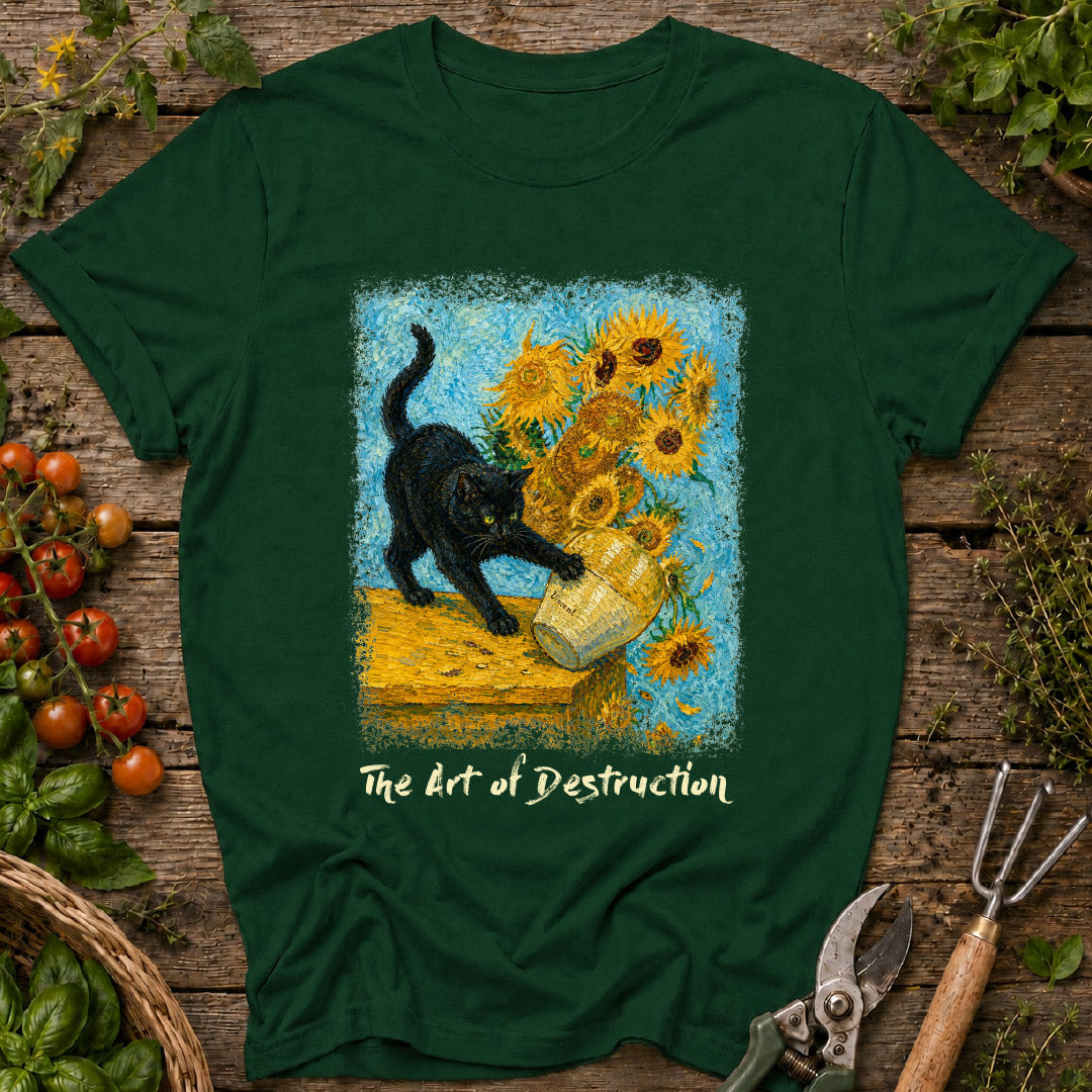 Vincent Van Gogh's Sunflowers & Cat T-Shirt