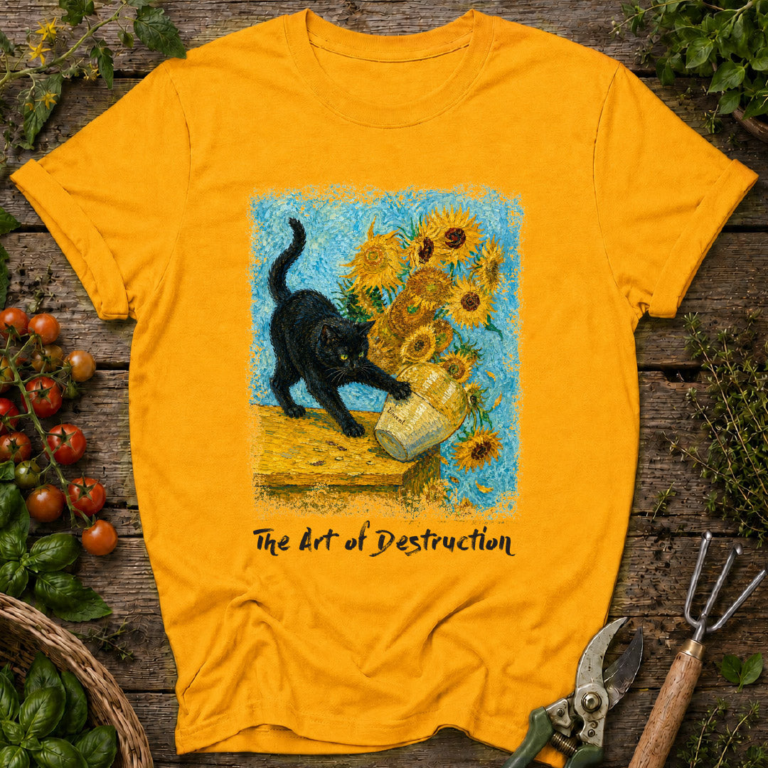 Vincent Van Gogh's Sunflowers & Cat T-Shirt