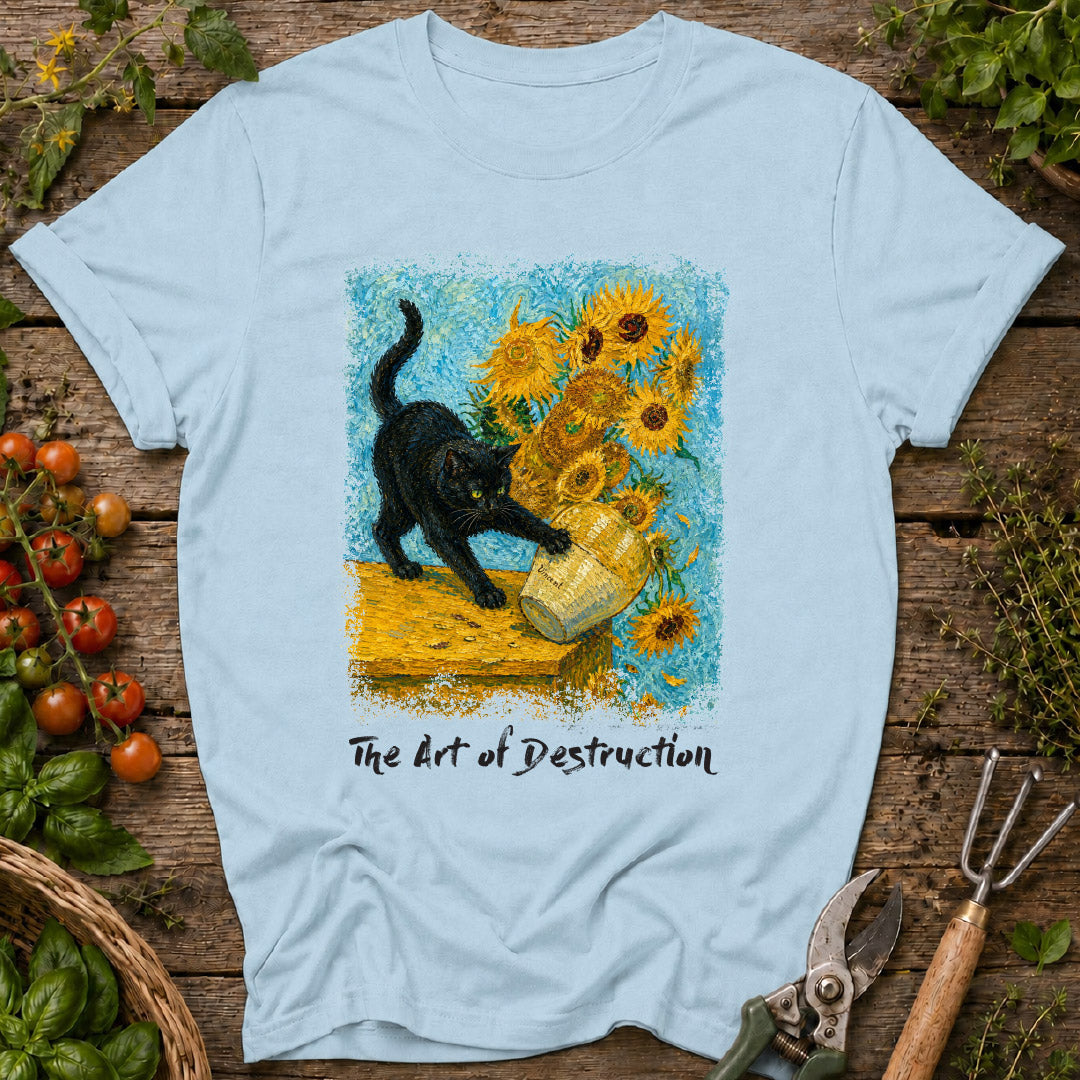 Vincent Van Gogh's Sunflowers & Cat T-Shirt