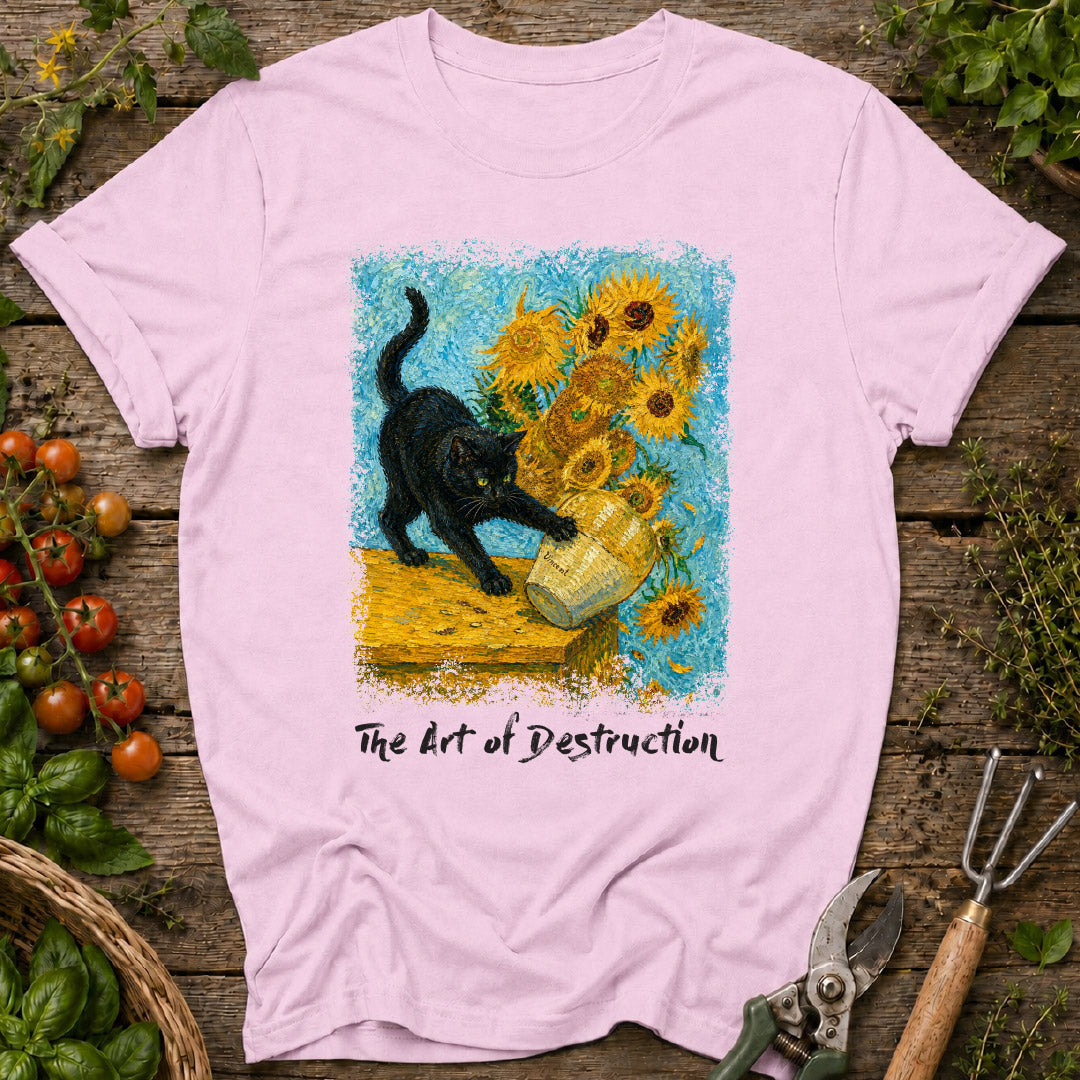 Vincent Van Gogh's Sunflowers & Cat T-Shirt