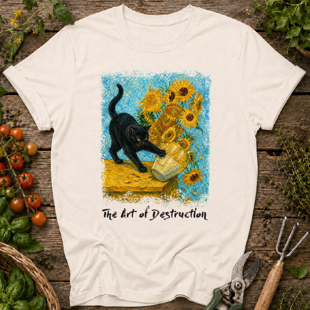 Vincent Van Gogh's Sunflowers & Cat T-Shirt