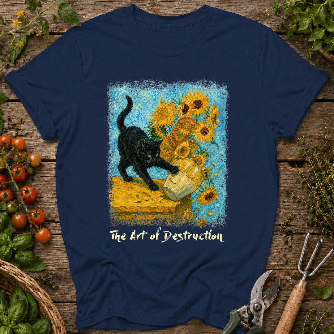 Vincent Van Gogh's Sunflowers & Cat T-Shirt