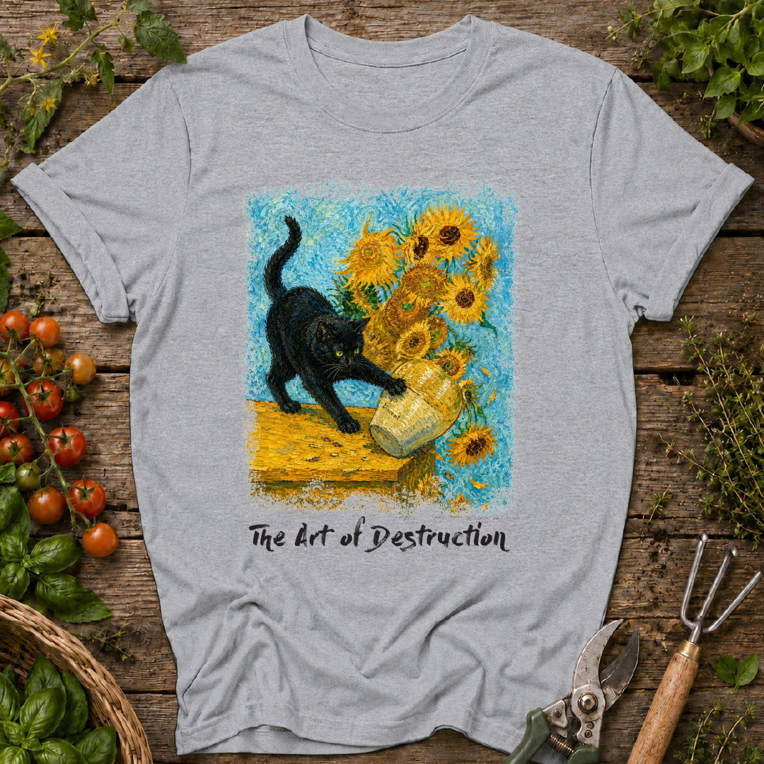 Vincent Van Gogh's Sunflowers & Cat T-Shirt