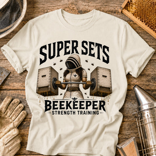 Female Beekeeper Lifting Supers T-Shirt